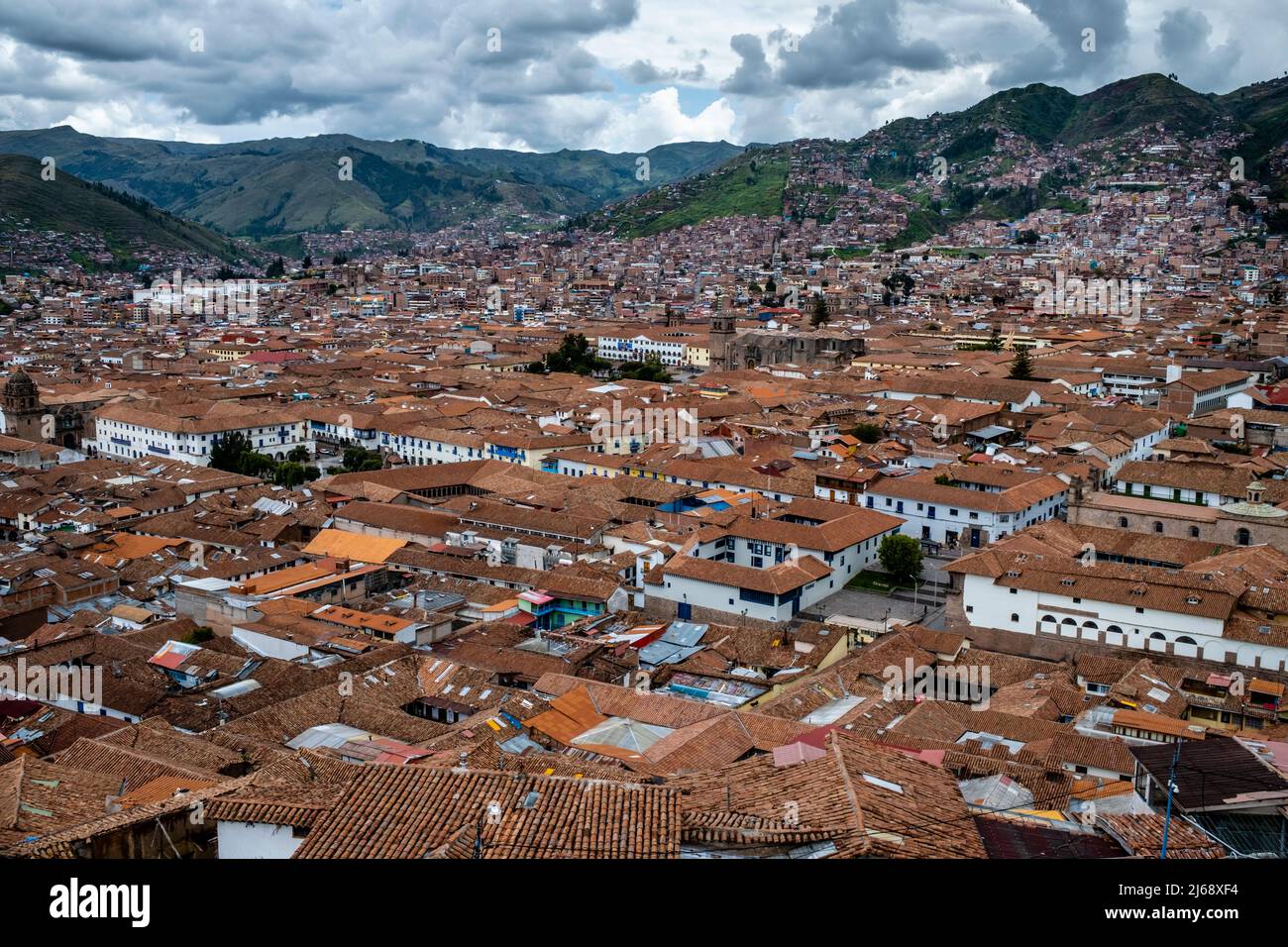 Le Skyline de la ville de Cusco, province de Cusco, Pérou. Banque D'Images