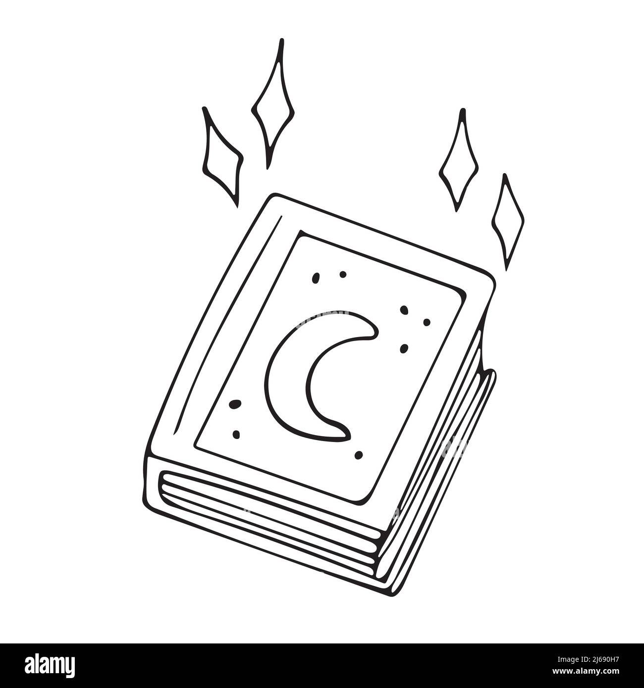 Dessin animé de livre magique dessiné à la main de vecteur Illustration de Vecteur