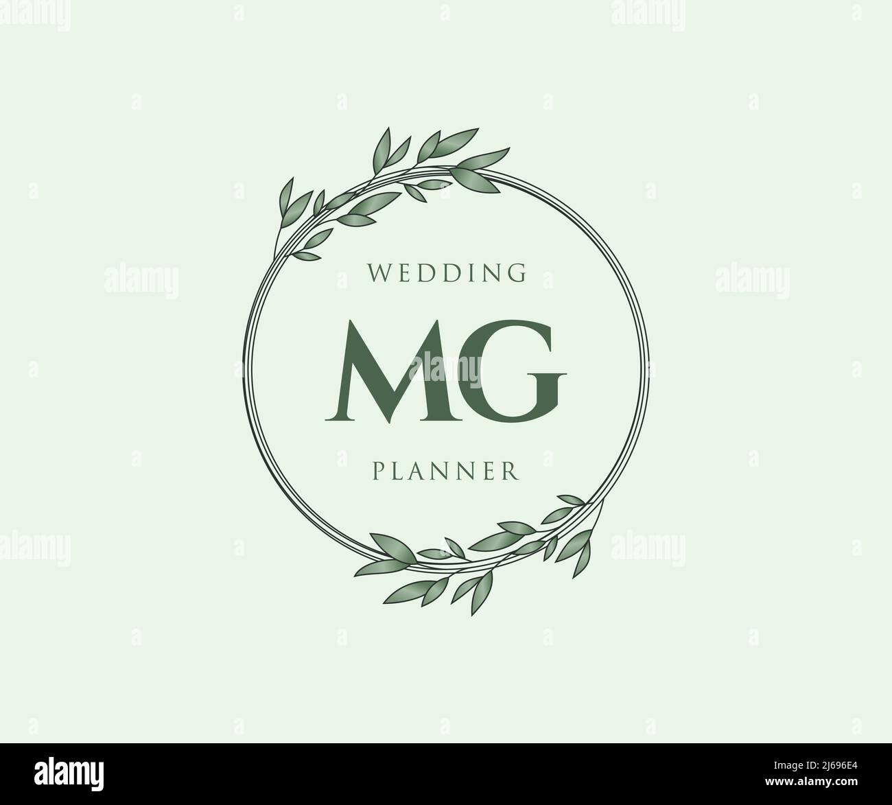 MG lettre initiale mariage monogramme collection de logos, dessin à la main moderne minimaliste et modèles floraux pour cartes d'invitation, Save the Date, élégant Illustration de Vecteur