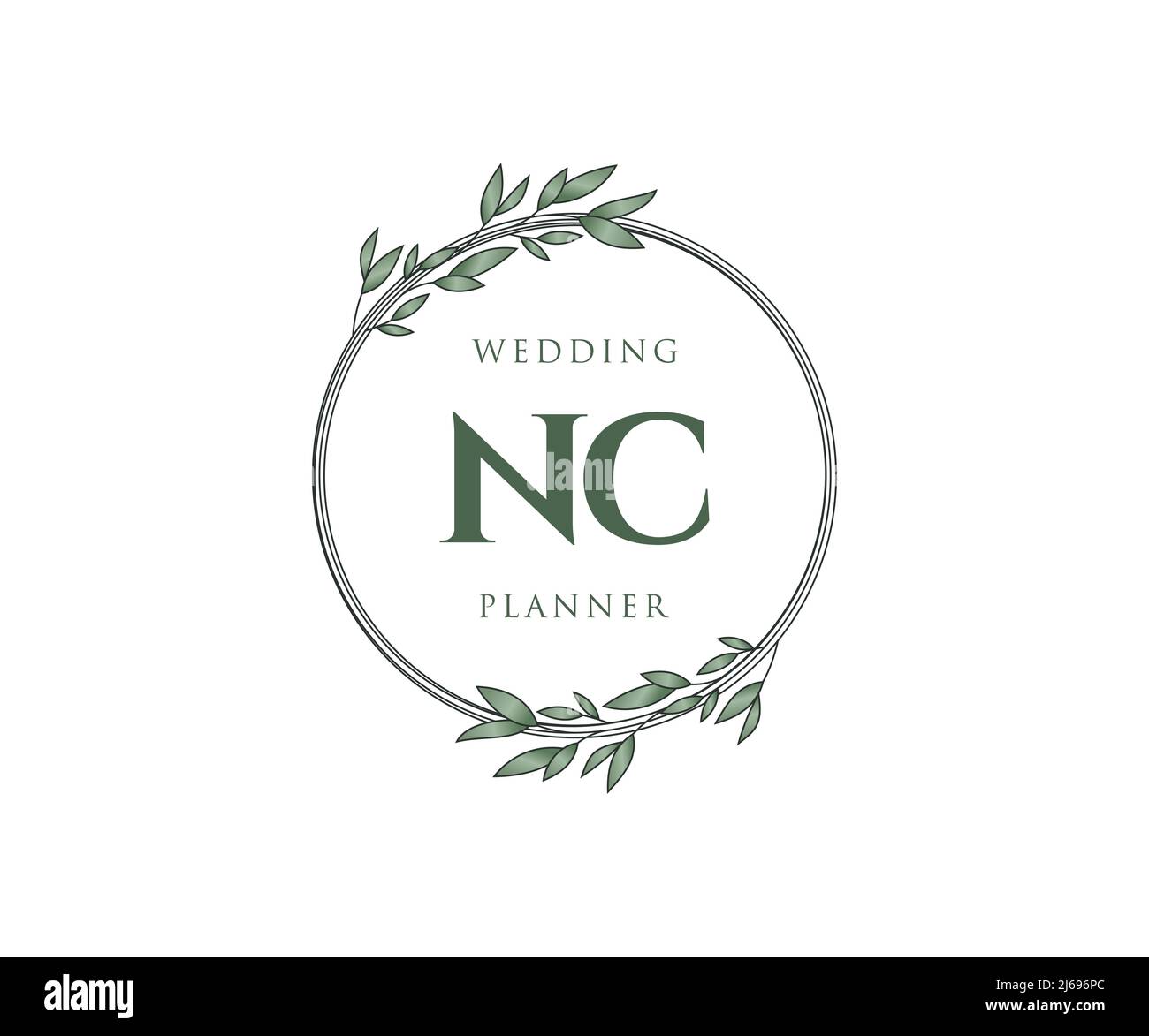 NC initiales lettre mariage monogramme de la collection de logos, dessin à la main moderne minimaliste et modèles floraux pour cartes d'invitation, Save the Date, élégant Illustration de Vecteur