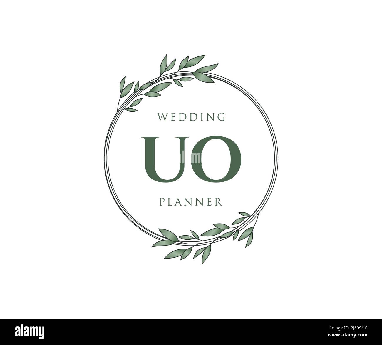 UO initiales lettre mariage monogramme logos collection, dessin à la main moderne minimaliste et modèles floraux pour cartes d'invitation, Save the Date, élégant Illustration de Vecteur