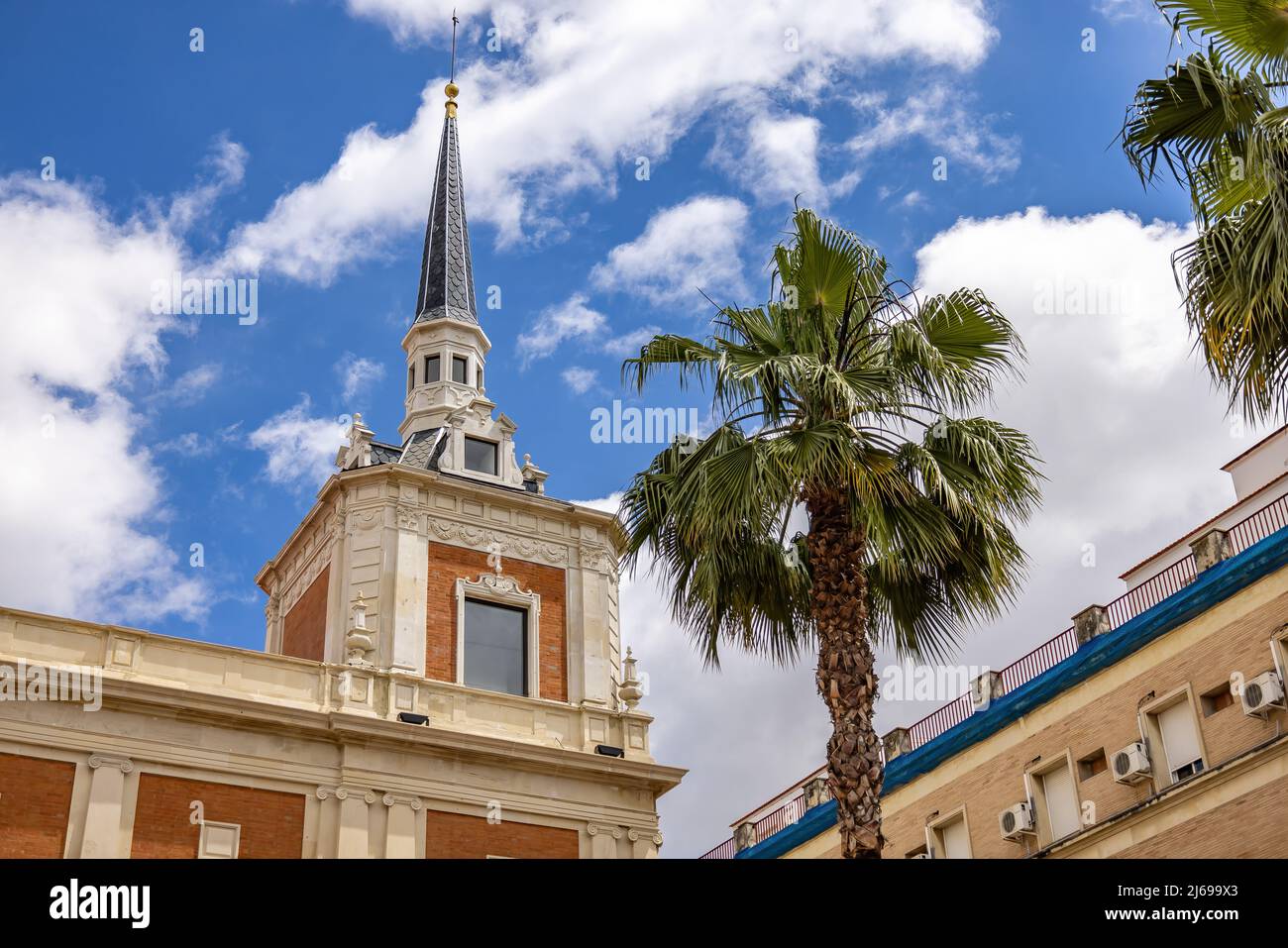 Vue de la tour de l'hôtel de ville de la ville de Huelva, Andalousie, Espagne Banque D'Images