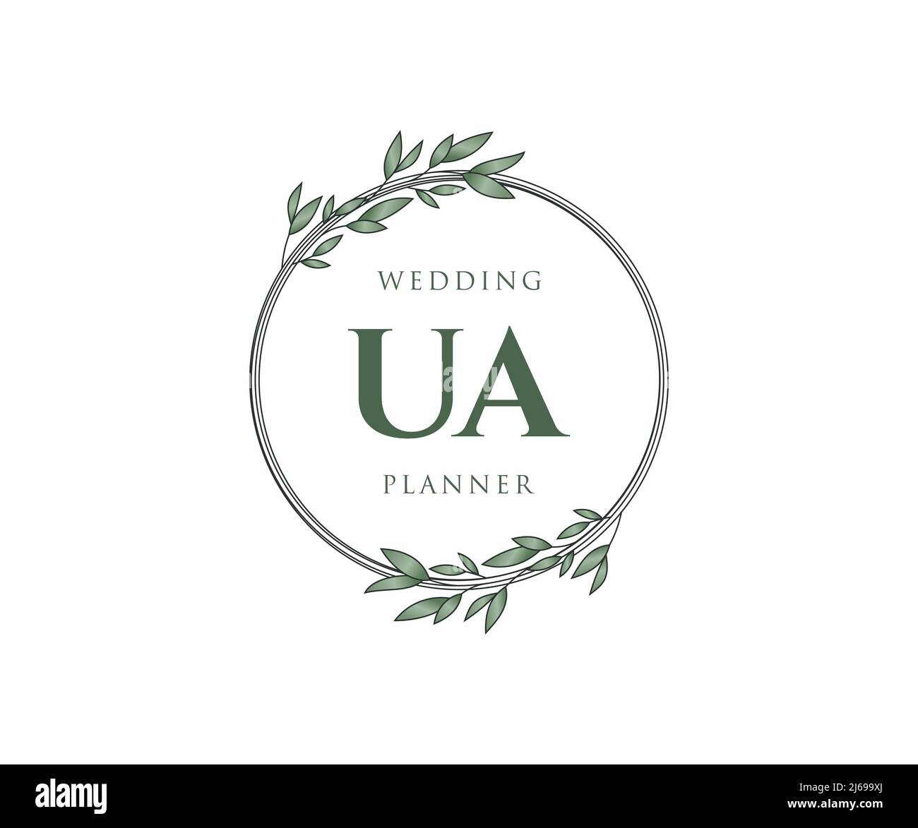 UA initiales lettre mariage monogramme logos collection, dessin à la main moderne minimaliste et modèles floraux pour cartes d'invitation, Save the Date, élégant Illustration de Vecteur