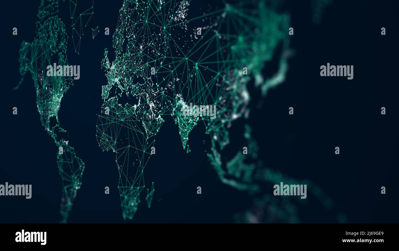 Carte du monde résumé connexion Internet, communications urbaines légères, écran de surveillance en perspective pour les présentations Banque D'Images