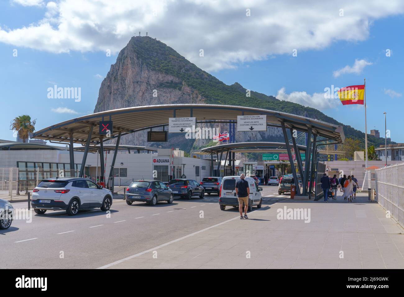 Frontière entre l'Espagne et Gibraltar - après le Brexit Banque D'Images