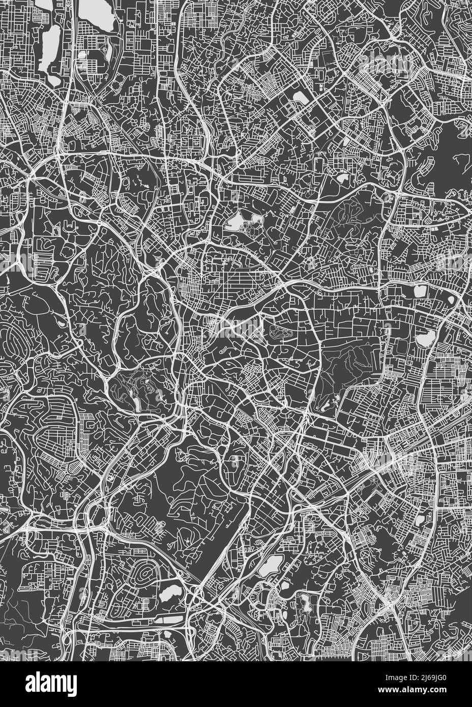 Plan de la ville de Kuala Lumpur, plan détaillé monochrome, illustration vectorielle Illustration de Vecteur