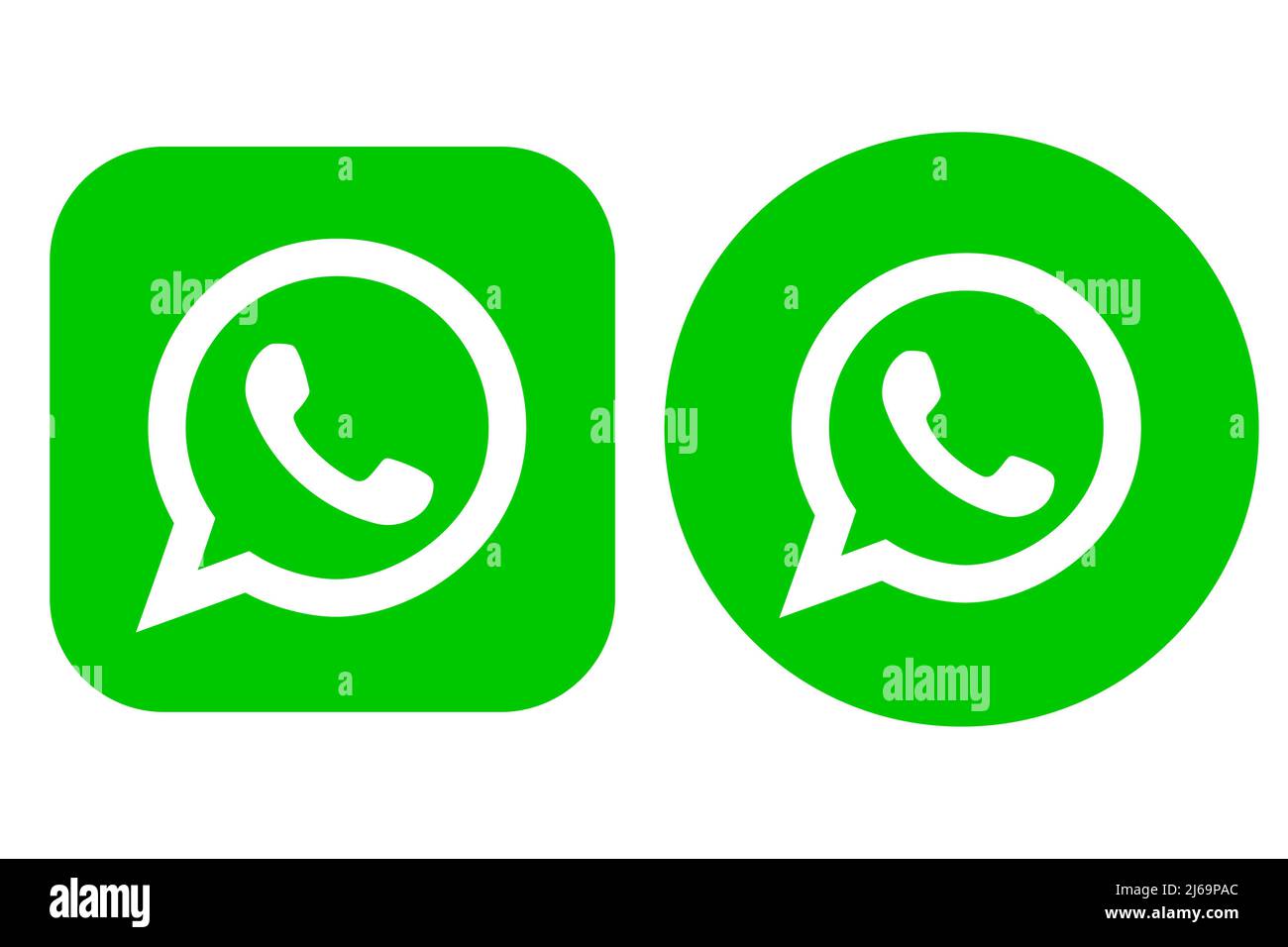 WhatsApp. Logo de l'application de messagerie instantanée pour smartphone. Icône téléphone. Illustration. Banque D'Images