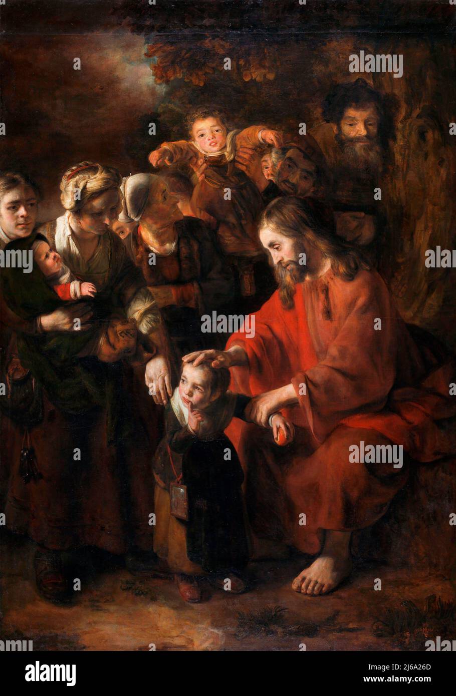 Christ bénédiction des enfants par Nicolaes Maes (1634-1693), huile sur toile, 1652/3 Banque D'Images