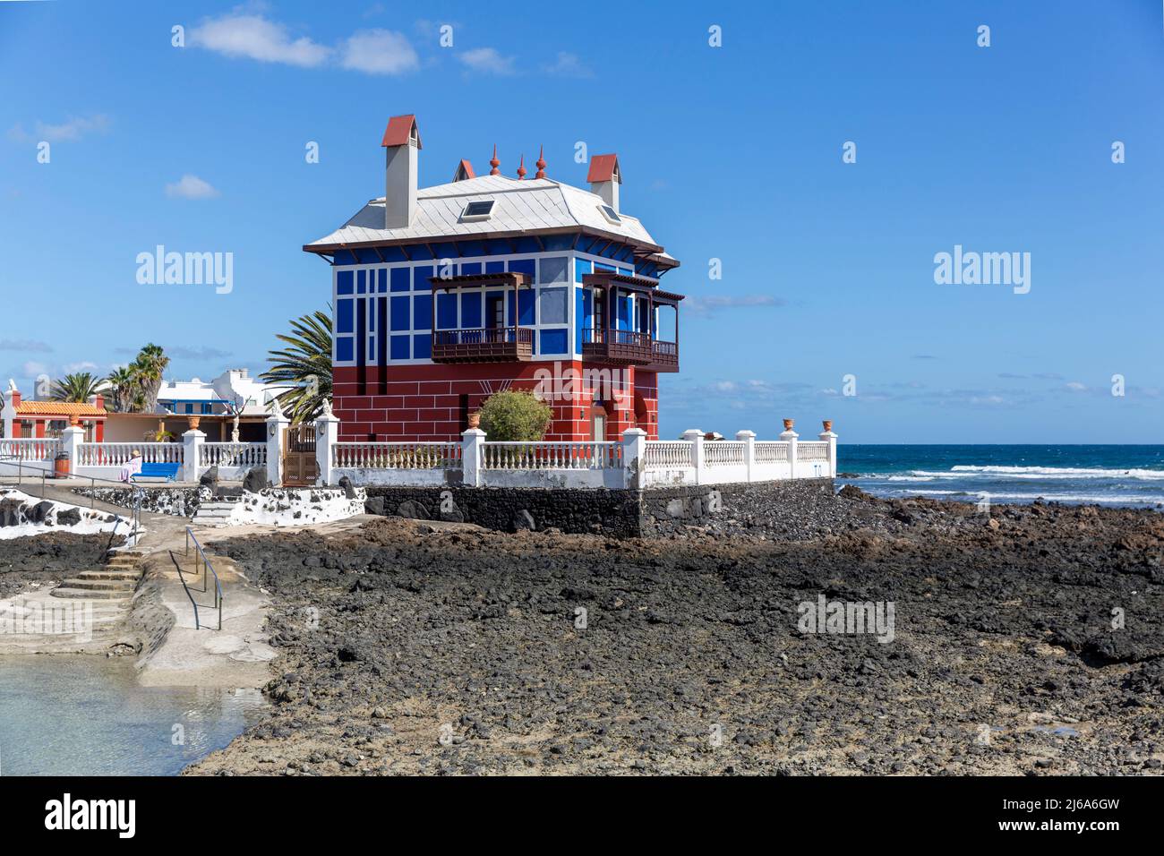 Casa Juanita, la Maison Bleue, belle maison sur l'île de Lanzarote Banque D'Images