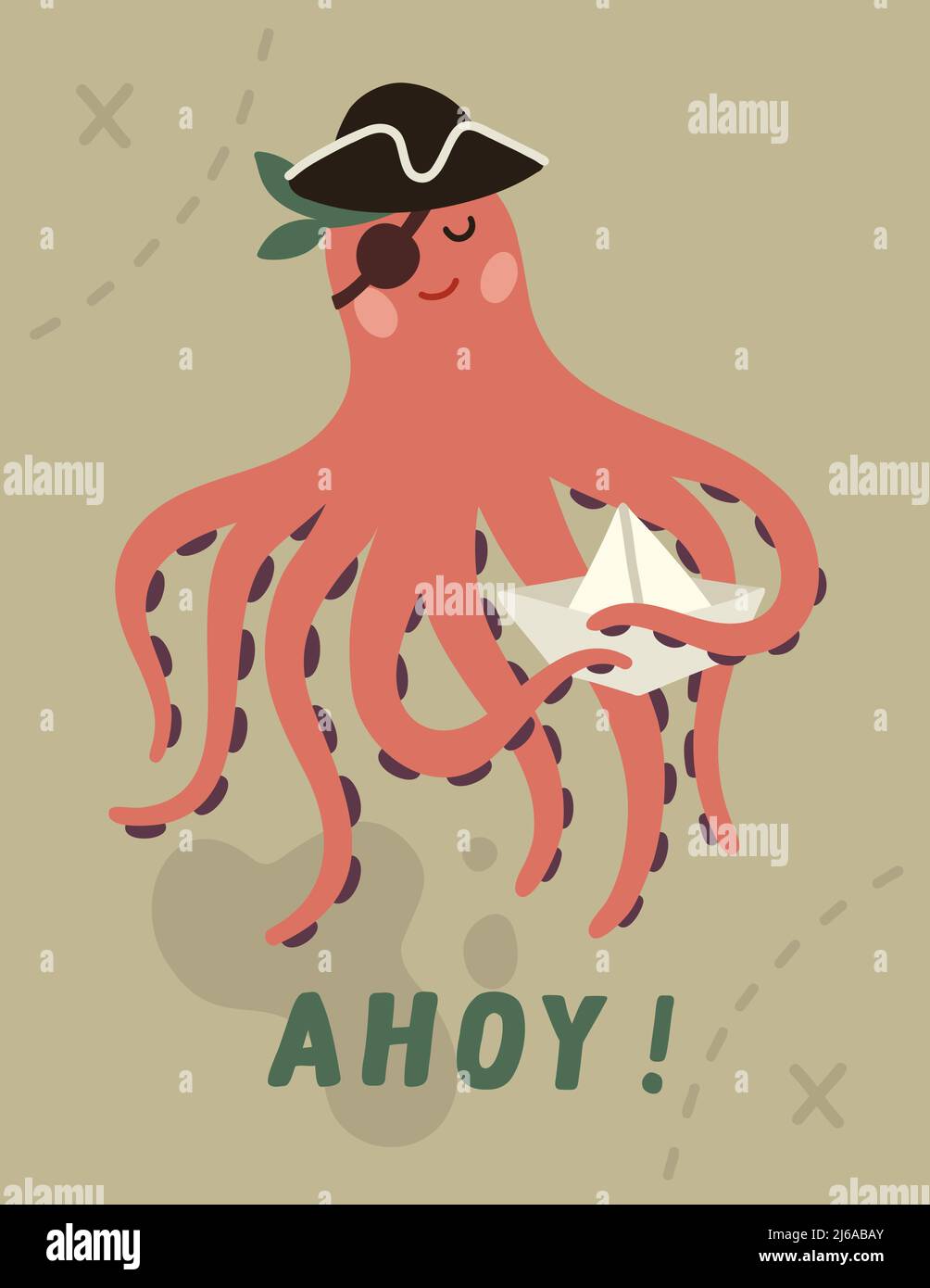 Pirate octopus Illustration de Vecteur