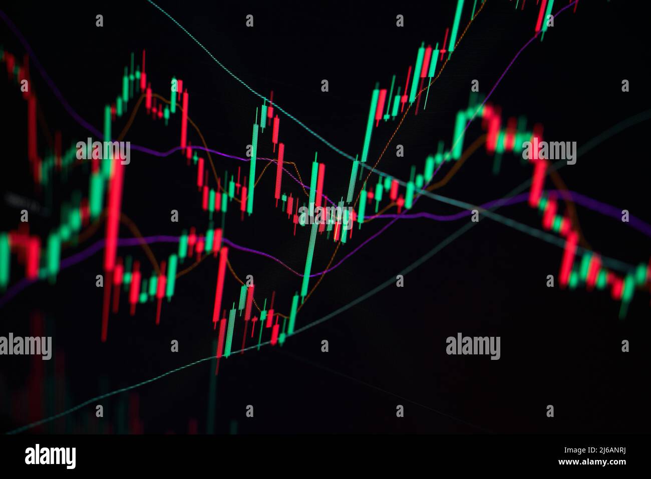 Les différents graphiques présentent la tendance du marché boursier pour l'investisseur Banque D'Images