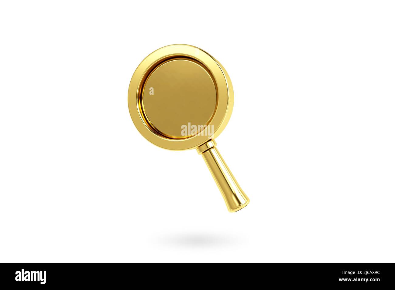 3D icône de recherche dorée isolée sur fond blanc. Loupe. Découverte, recherche, concept d'analyse. 3D rendu Banque D'Images