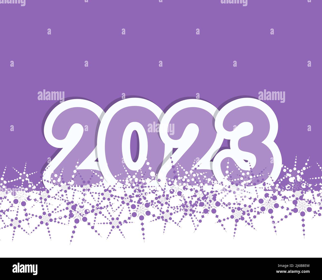 Arrière-plan hiver 2023 violet lilas avec flocons de neige, bannière, toile de fond. Illustration vectorielle Illustration de Vecteur