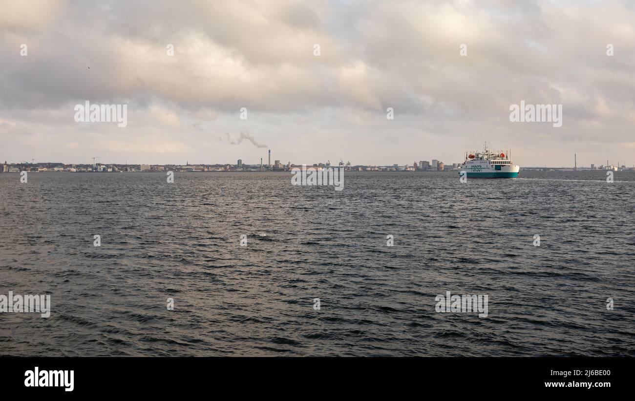 Traversée en ferry de Forsea sur la route de Helsingor Danemark à Helsingborg Suède en traversant la mer du Nord. Banque D'Images