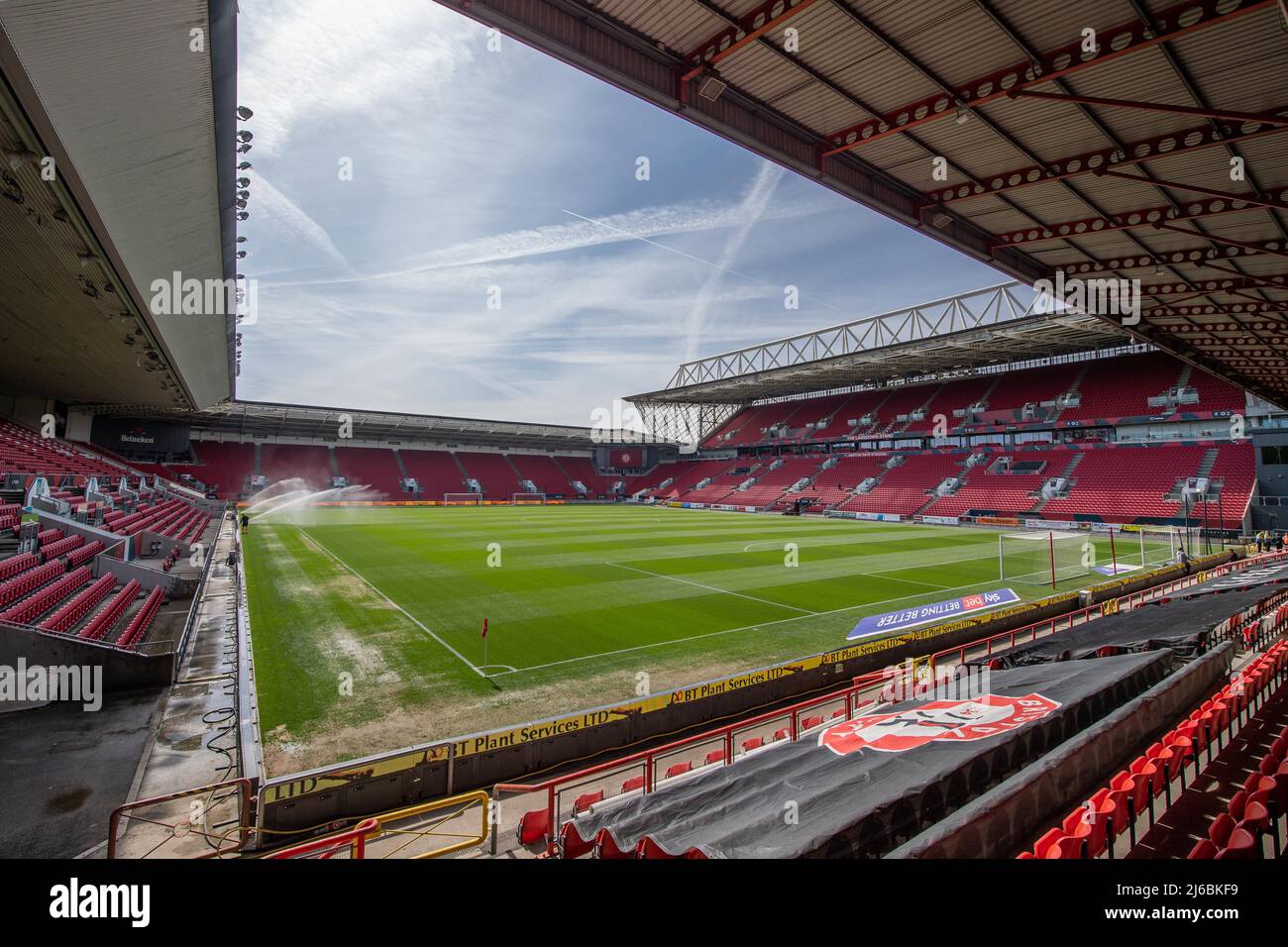 Vue générale sur le stade Ashton Gate, stade de Bristol City Banque D'Images