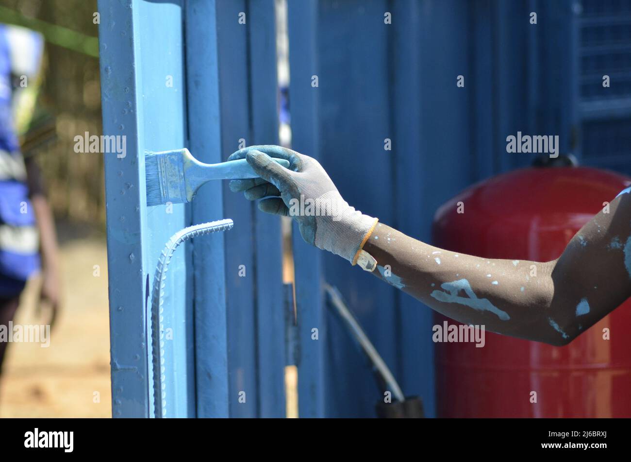 En cours de travaux sur le chantier de construction en Afrique. Banque D'Images