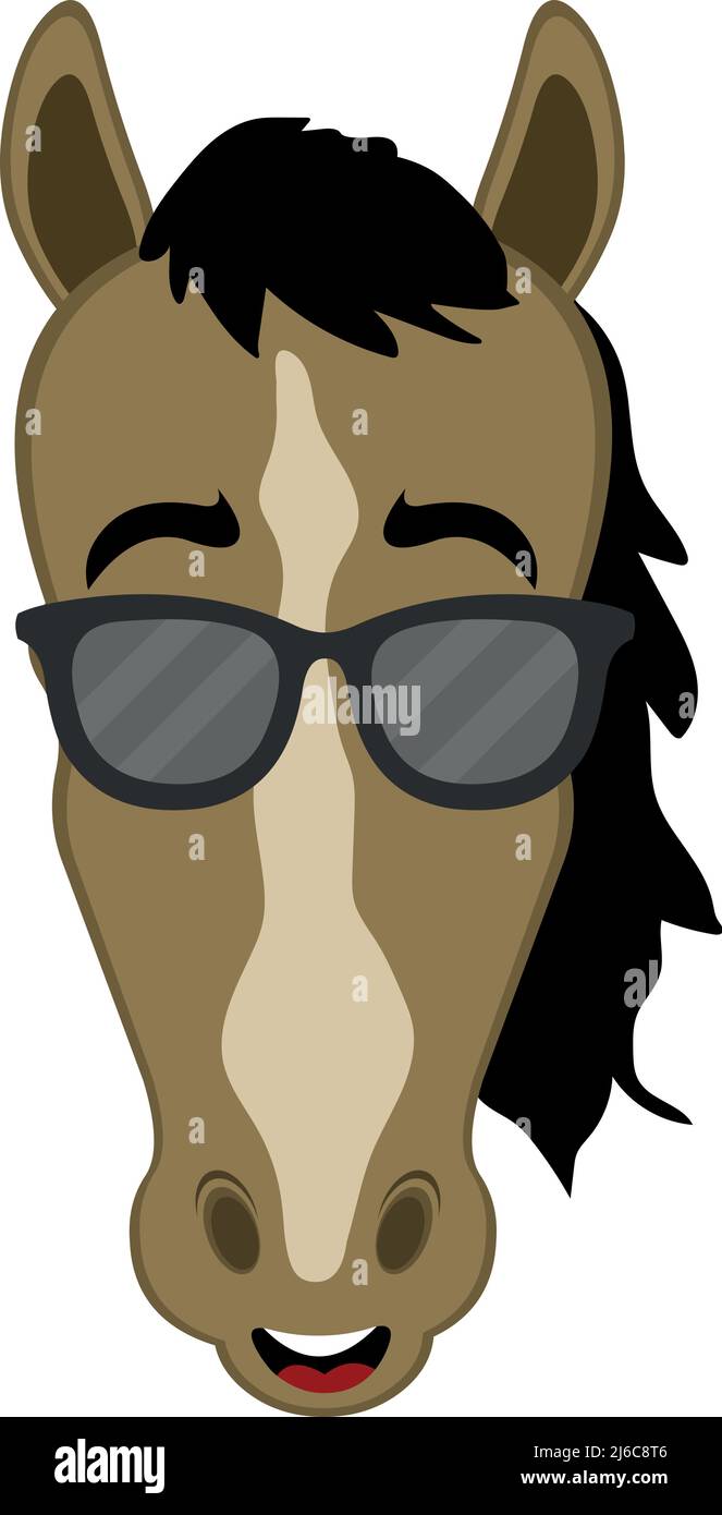 Illustration vectorielle d'un visage de cheval avec lunettes de soleil Illustration de Vecteur