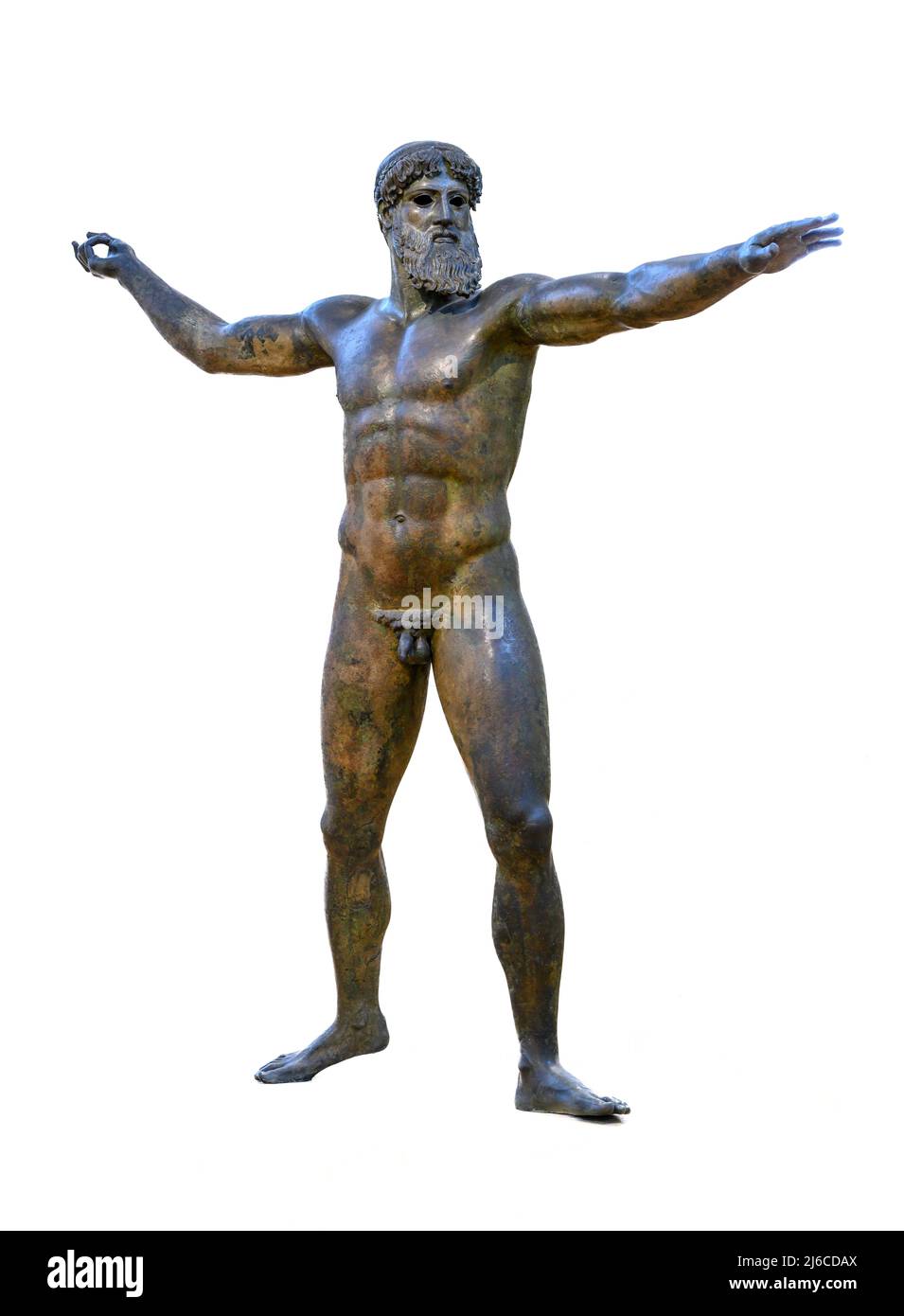 Statue de bronze de Zeus ou peut-être Poséidon. Trouvé dans la mer de Cap Artemision, Euboea du Nord. Période classique 460 av. J.-C. L'un des rares à l'origine Banque D'Images