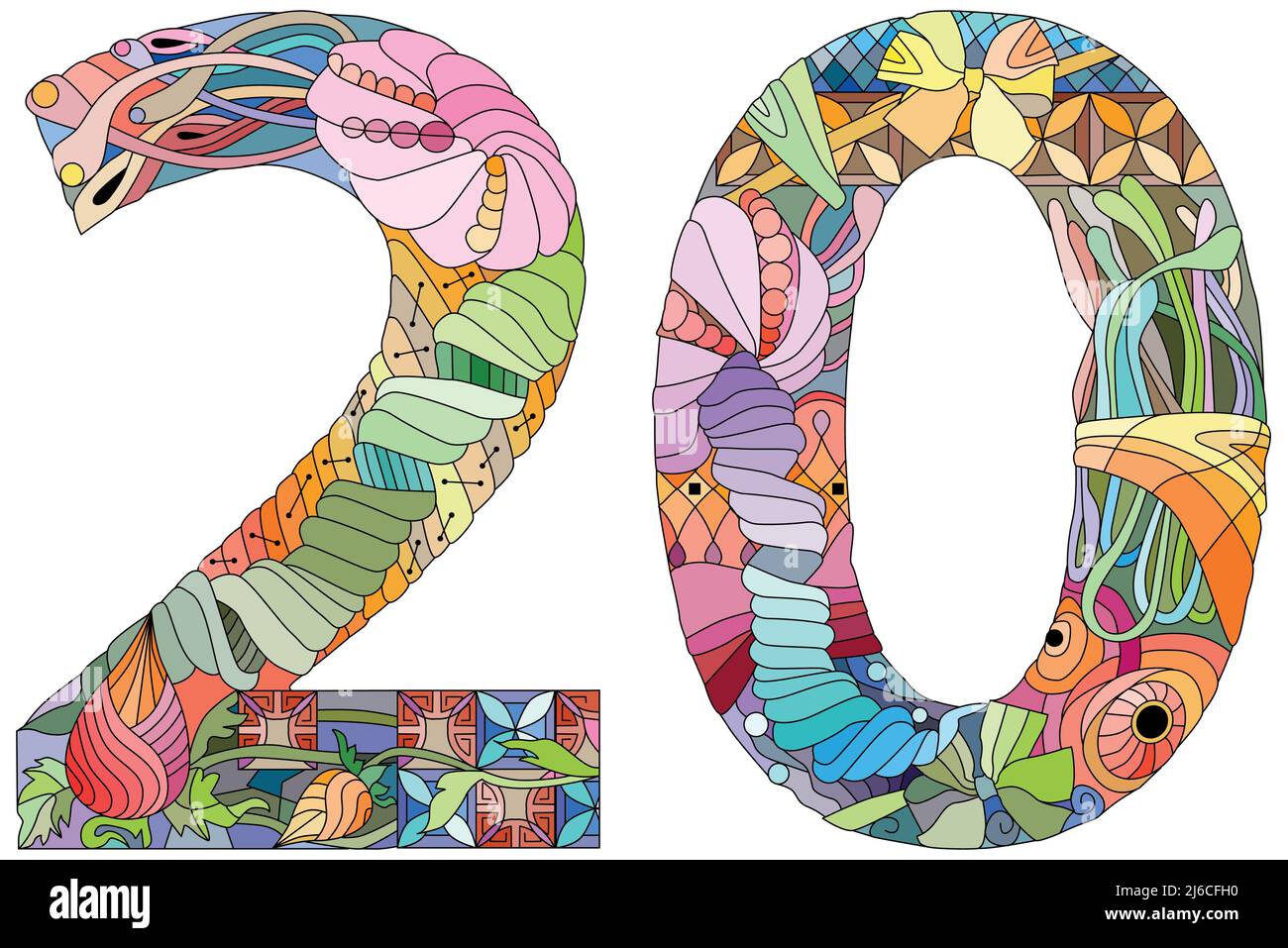 Nombre de Ttenty illustration de l'angle de rotation isolé pour la décoration Illustration de Vecteur