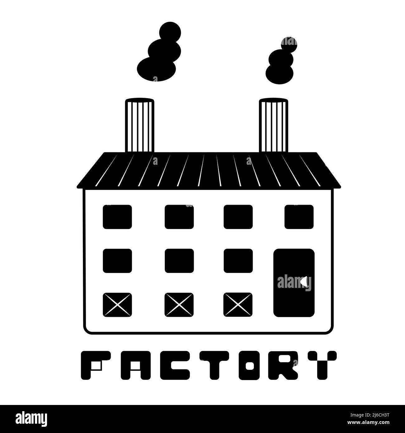 Illustration en usine, noir et blanc Illustration de Vecteur