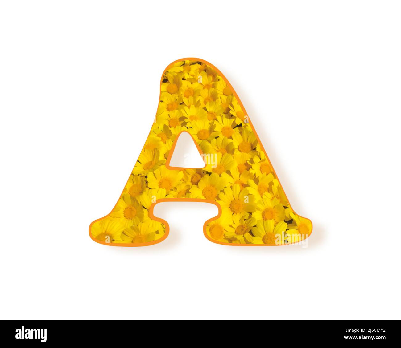 Lettre A logo. Couleur jaune printemps fleur lettre majuscule A, élément design alphabet, texture marisines, illustration vectorielle isolée sur fond blanc Illustration de Vecteur