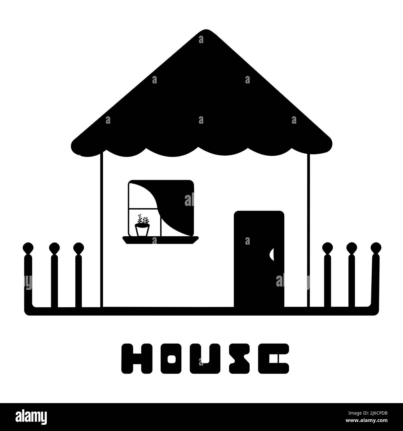Maison, illustration en noir et blanc Illustration de Vecteur
