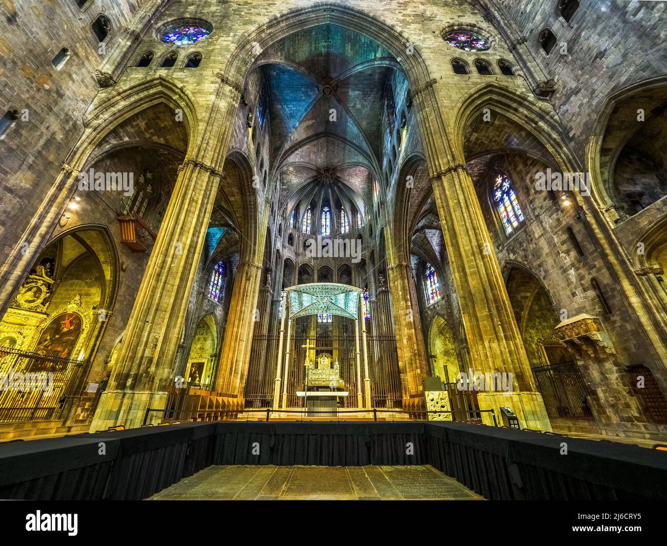 Centre de la nef - Cathédrale de Sainte Marie de Gérone - Espagne Banque D'Images