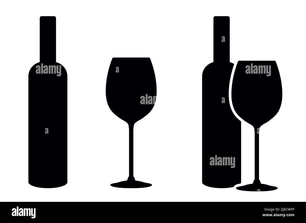 Illustration vectorielle d'icône de verre à vin et de bouteille et de symbole de boisson Illustration de Vecteur