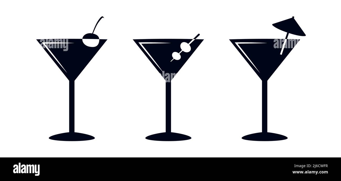 Cocktail Martini fête événement boisson verre signe vecteur icône Illustration de Vecteur