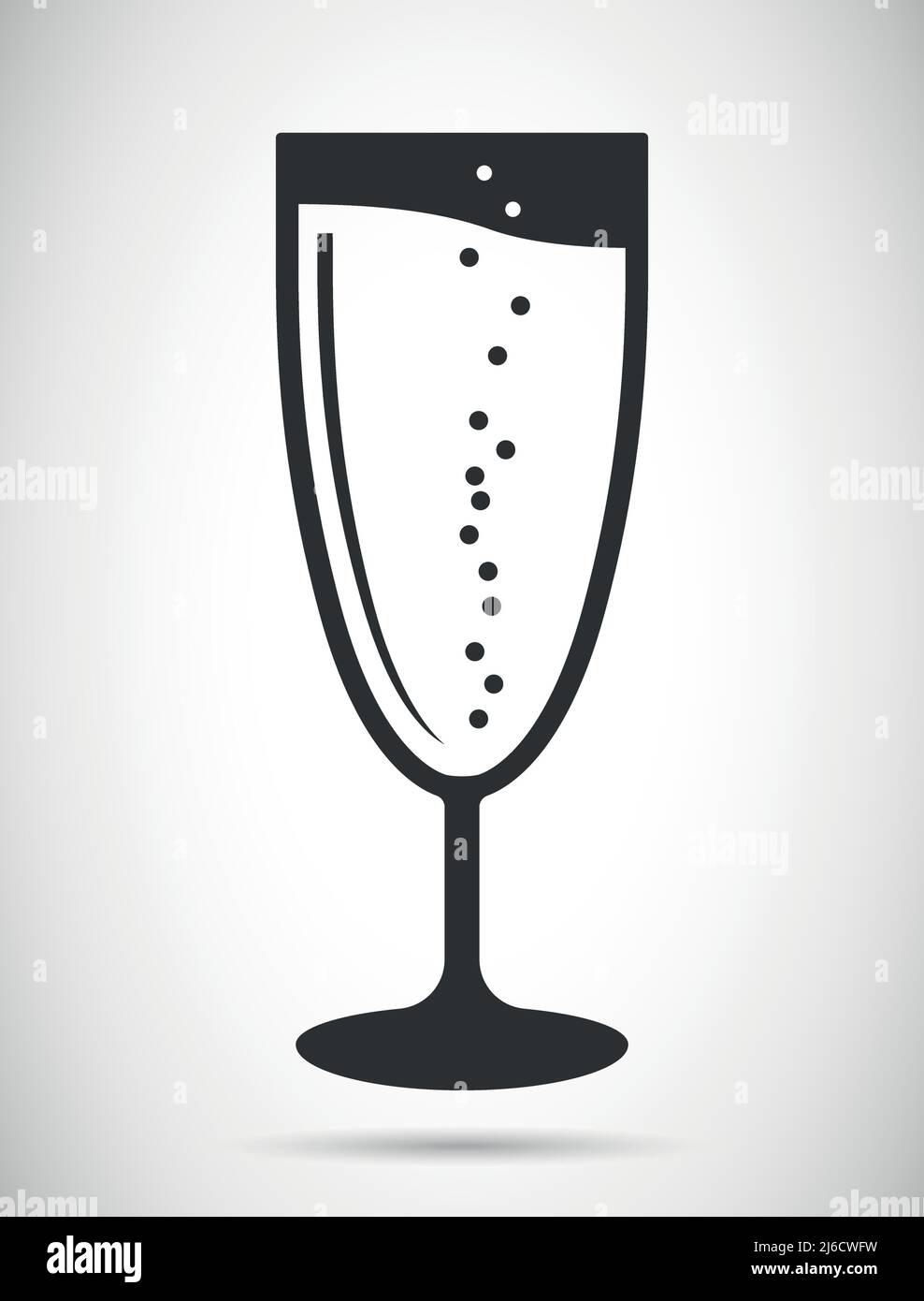 Illustration vectorielle représentant un verre de vin mousseux et un symbole de fête des boissons Illustration de Vecteur