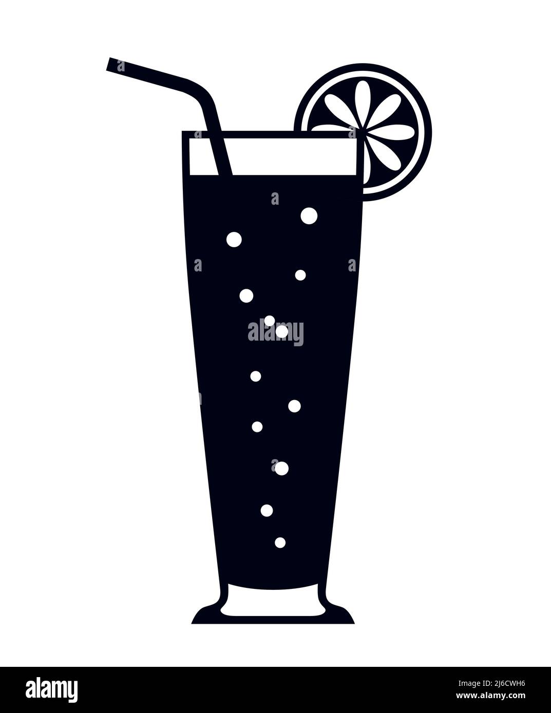 Verre à boisson longue ou cocktail avec icône représentant un vecteur étincelant Illustration de Vecteur