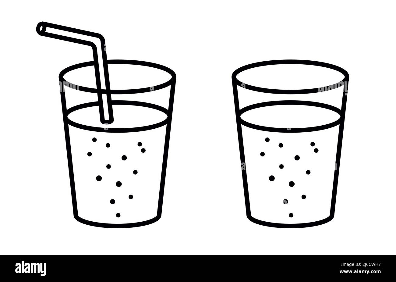 Verre à boisson à l'eau ou à la limonade avec icône représentant un vecteur de paille à boire Illustration de Vecteur