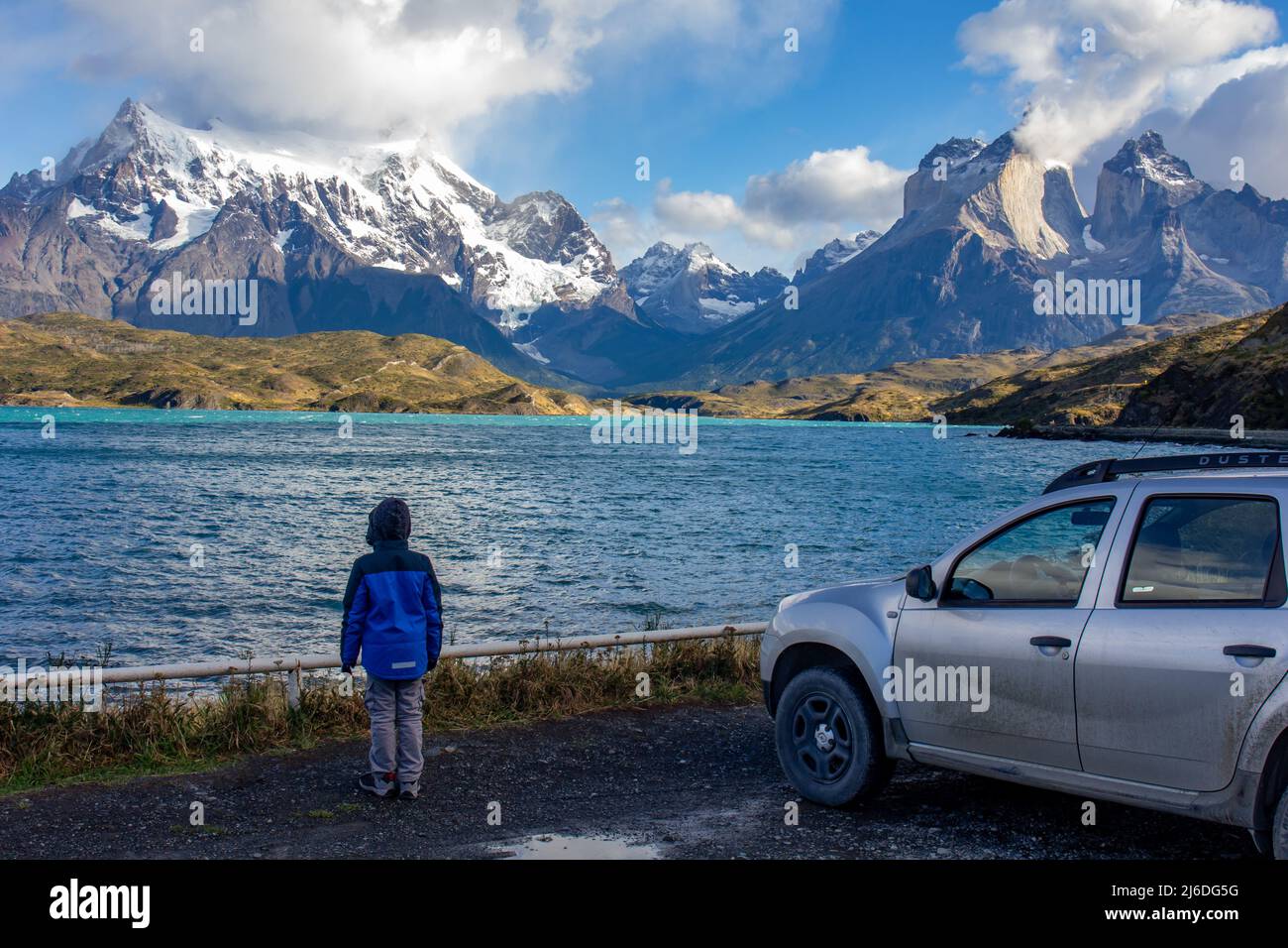 Lac Pehoe dans le parc national du chili Torres del Paine en Patagonie Banque D'Images