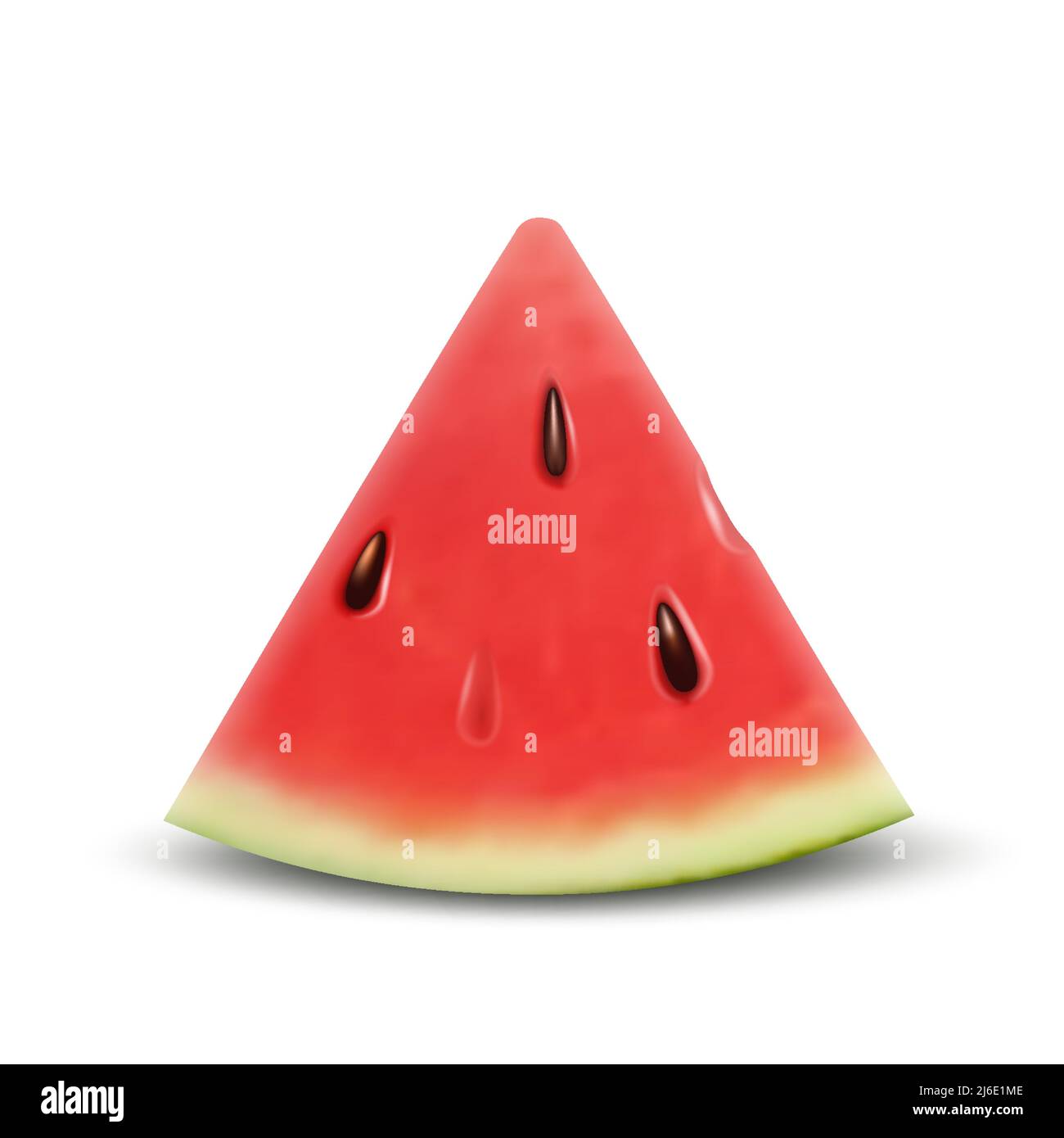 Tranche de pastèque. Vector 3D morceau de pastèque de fruits frais mûrs et réaliste isolé sur fond blanc. Illustration de la tranche de pastèque rouge juteuse wi Illustration de Vecteur