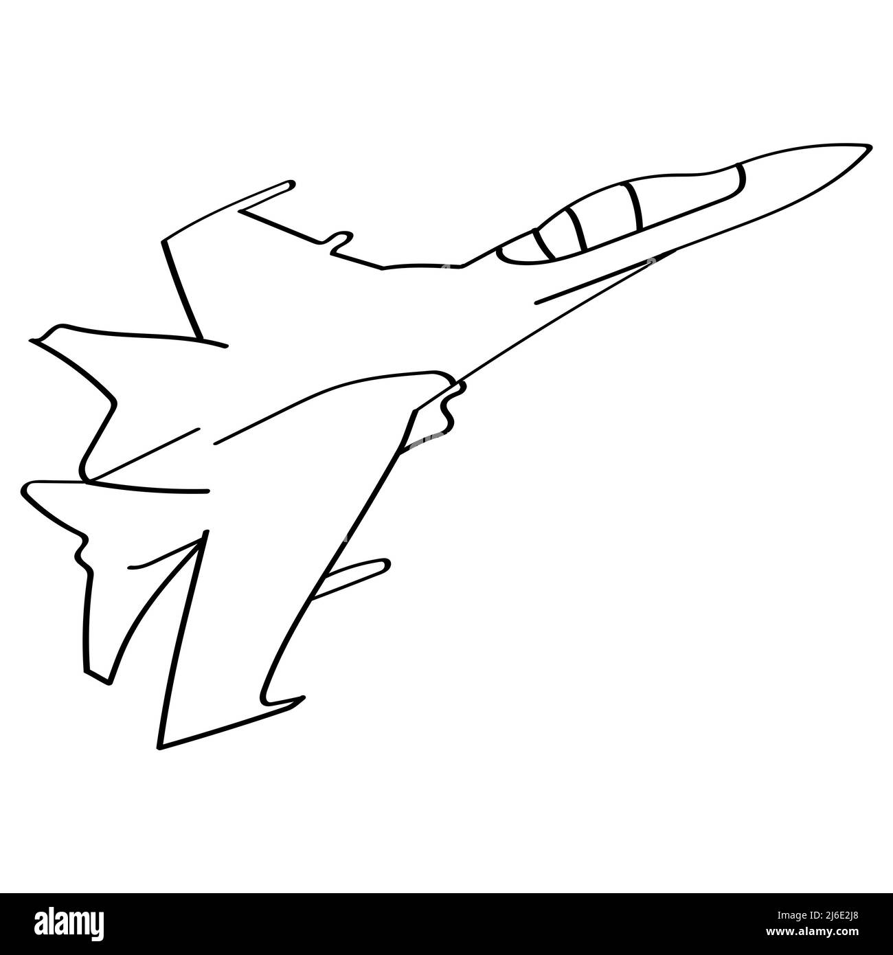 Avion militaire de dessin animé isolé sur fond blanc pour le design artistique Banque D'Images