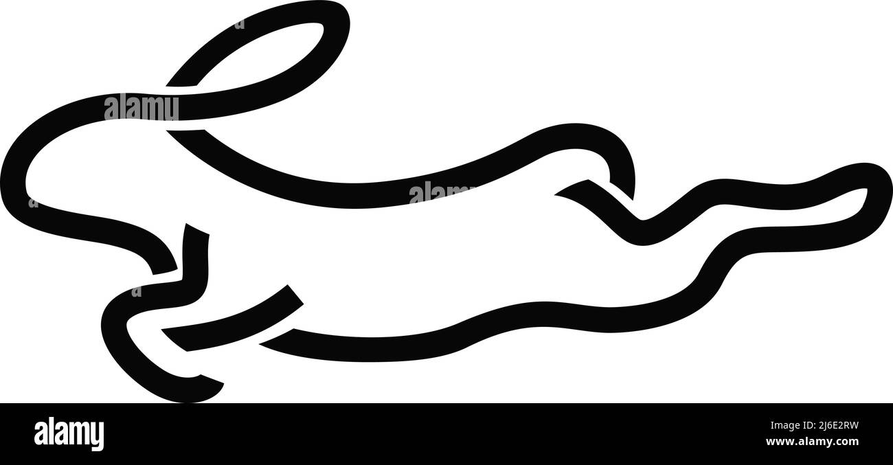 Simple Line Art of Rabbit Running Illustration de Vecteur