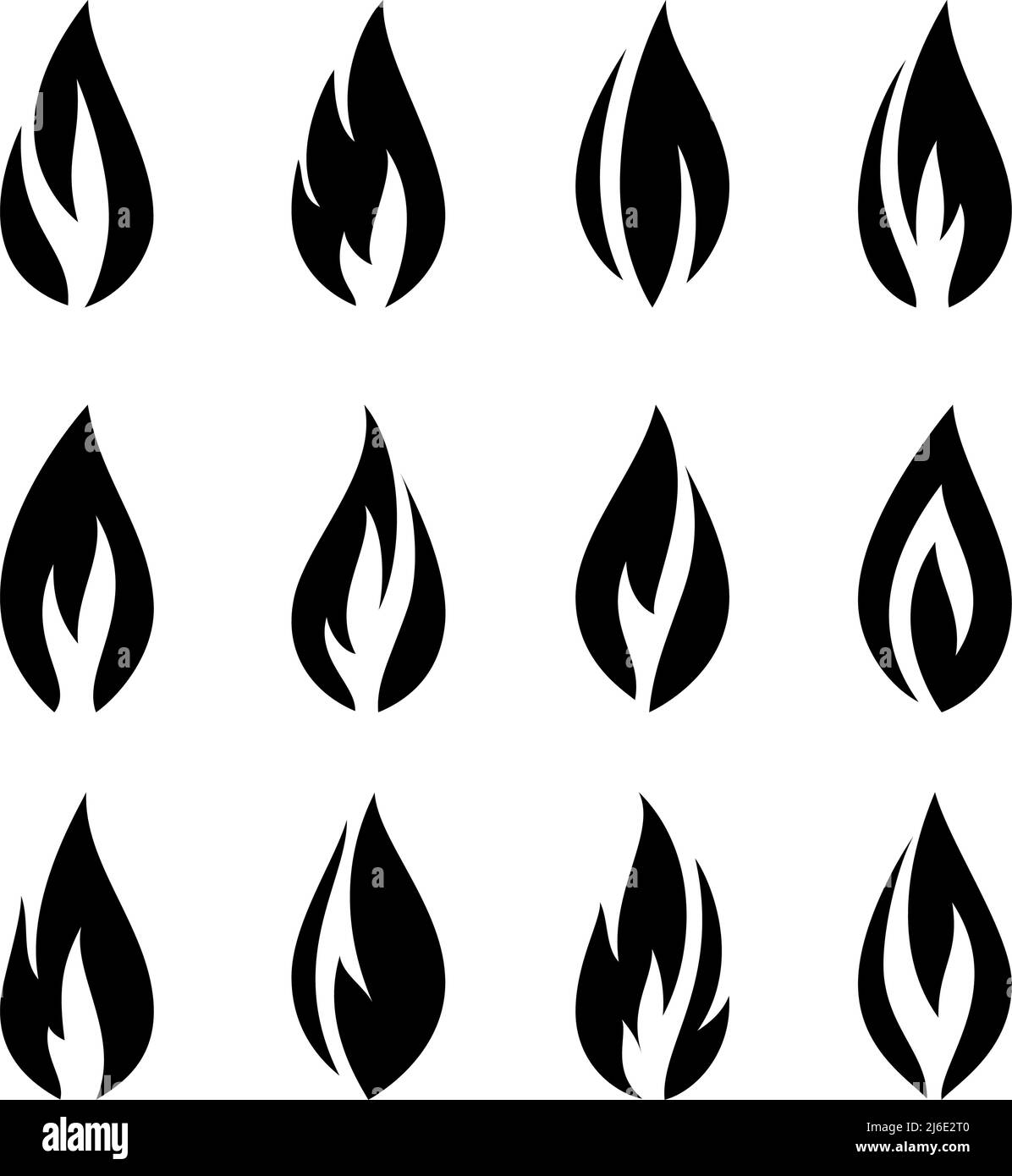 Fire flames, icônes set Illustration de Vecteur