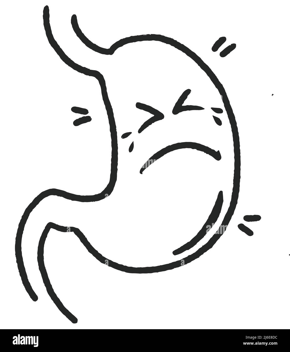 Illustration de l'estomac malade caractère malsain dessinés à la main Doodle. Illustration vectorielle Illustration de Vecteur