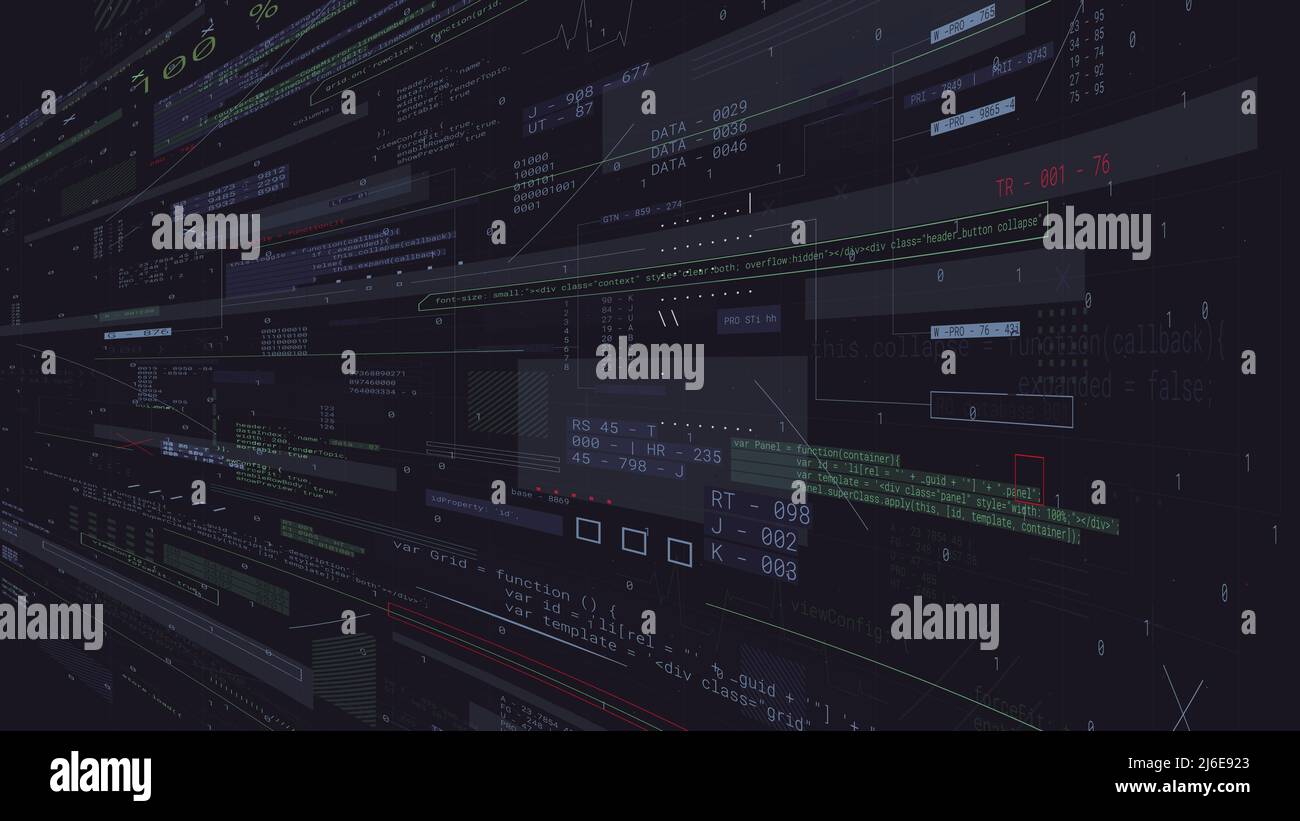 Code de programmation binaire numérique, réseaux de technologie de codage et flux de données, contexte du développeur de logiciels et du script informatique Illustration de Vecteur