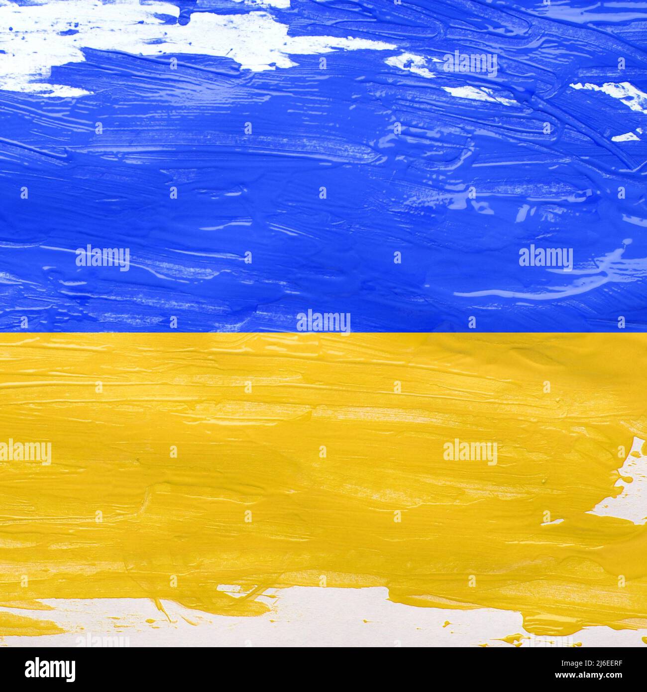 Arrière-plan du drapeau ukrainien peint à la gouache jaune et bleu Banque D'Images