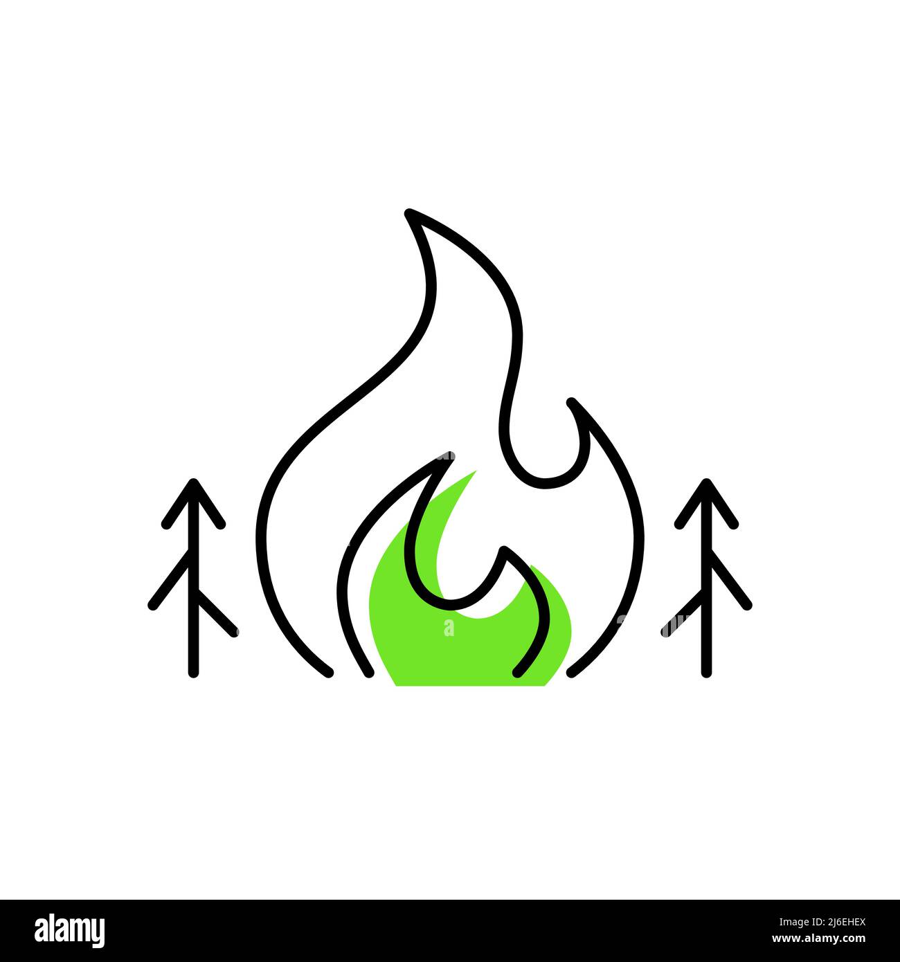 Icône de feu de forêt. Pixel parfait, contour modifiable, dessin au trait Illustration de Vecteur