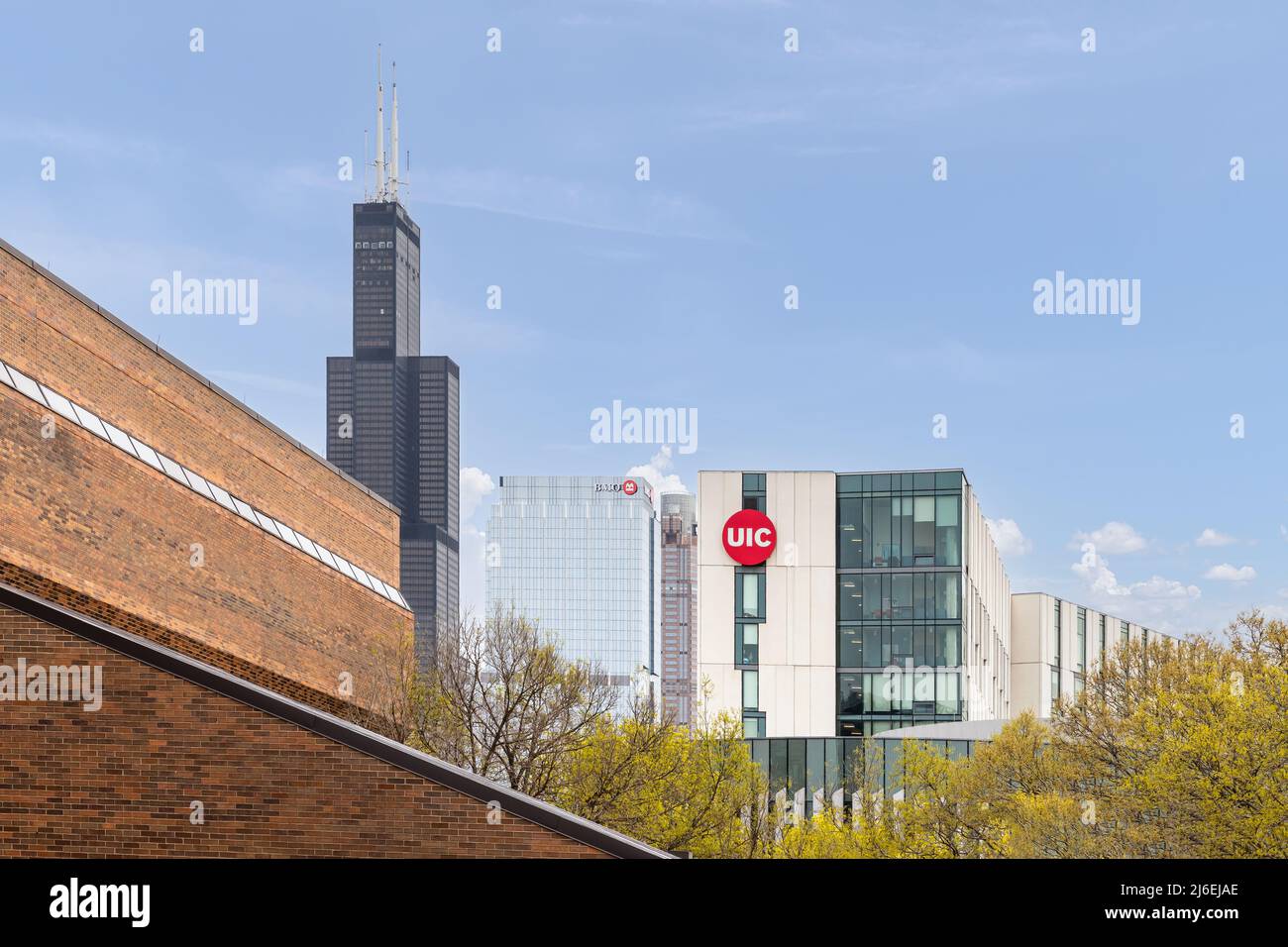 Le complexe universitaire et résidentiel de l'Université de l'Illinois à Chicago, qui est une communauté d'apprentissage vivant de 151 000 pieds carrés. Banque D'Images