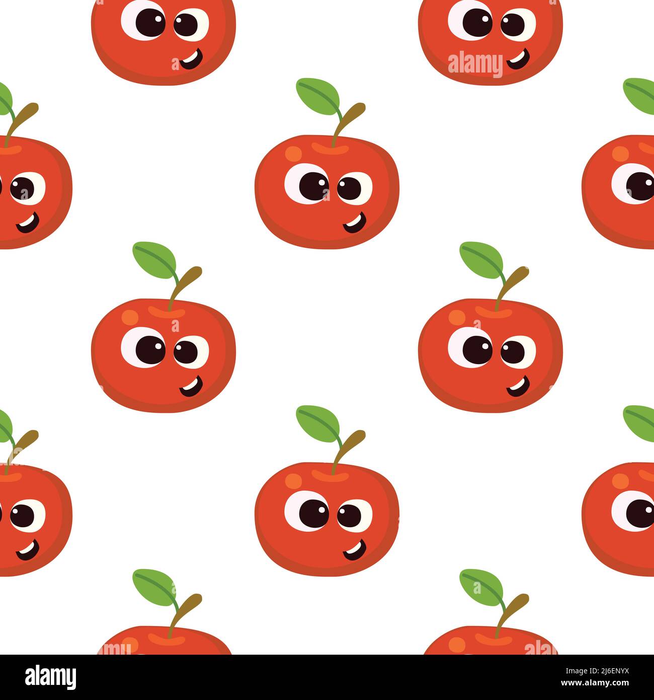 Motif de dessin animé fruit baby sans couture. Personnage de pomme avec joli motif de visage. Nourriture pour enfants vêtements ou jouets Illustration de Vecteur