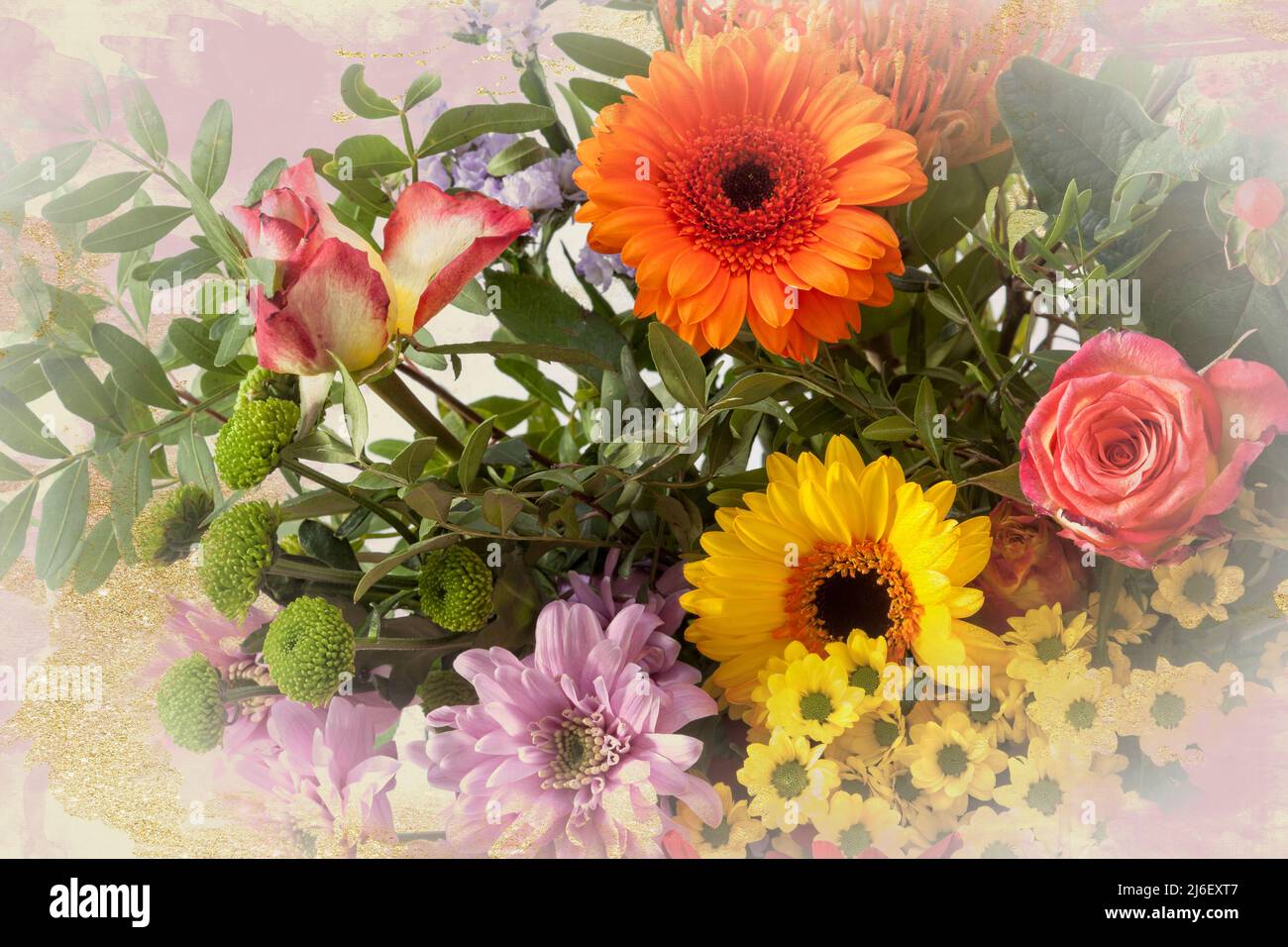 MOTIF FLORAL : carte de vœux Banque D'Images