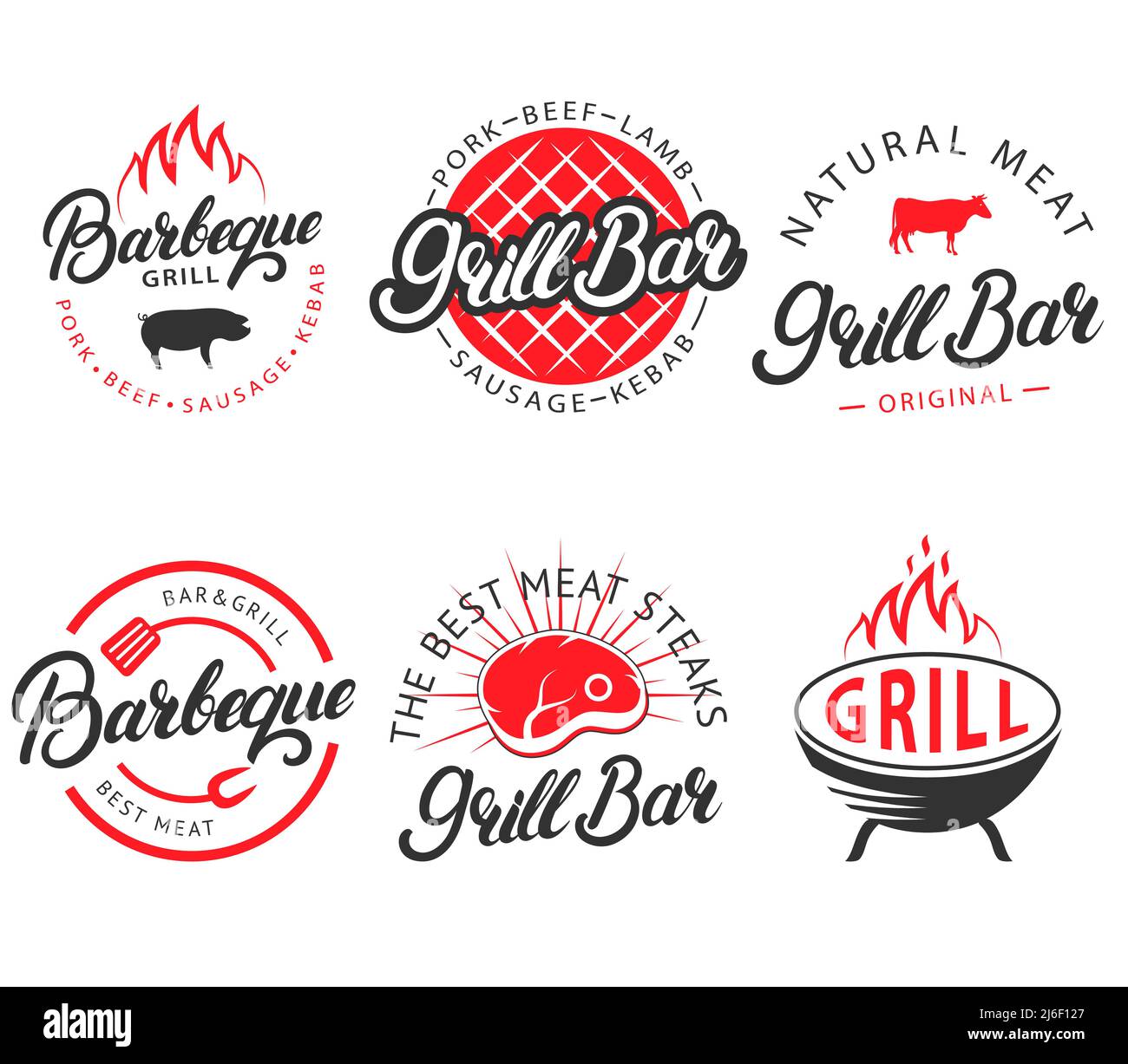 Ensemble vectoriel d'étiquettes barbecue vintage Illustration de Vecteur