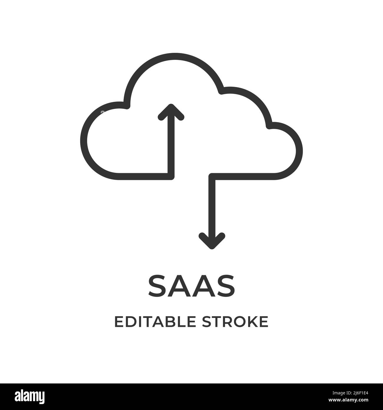 SaaS. Logiciel en tant que service. Modèle de Cloud Computing. Utilisation à distance. Illustration vectorielle. Icône linéaire de contour modifiable. Illustration de Vecteur