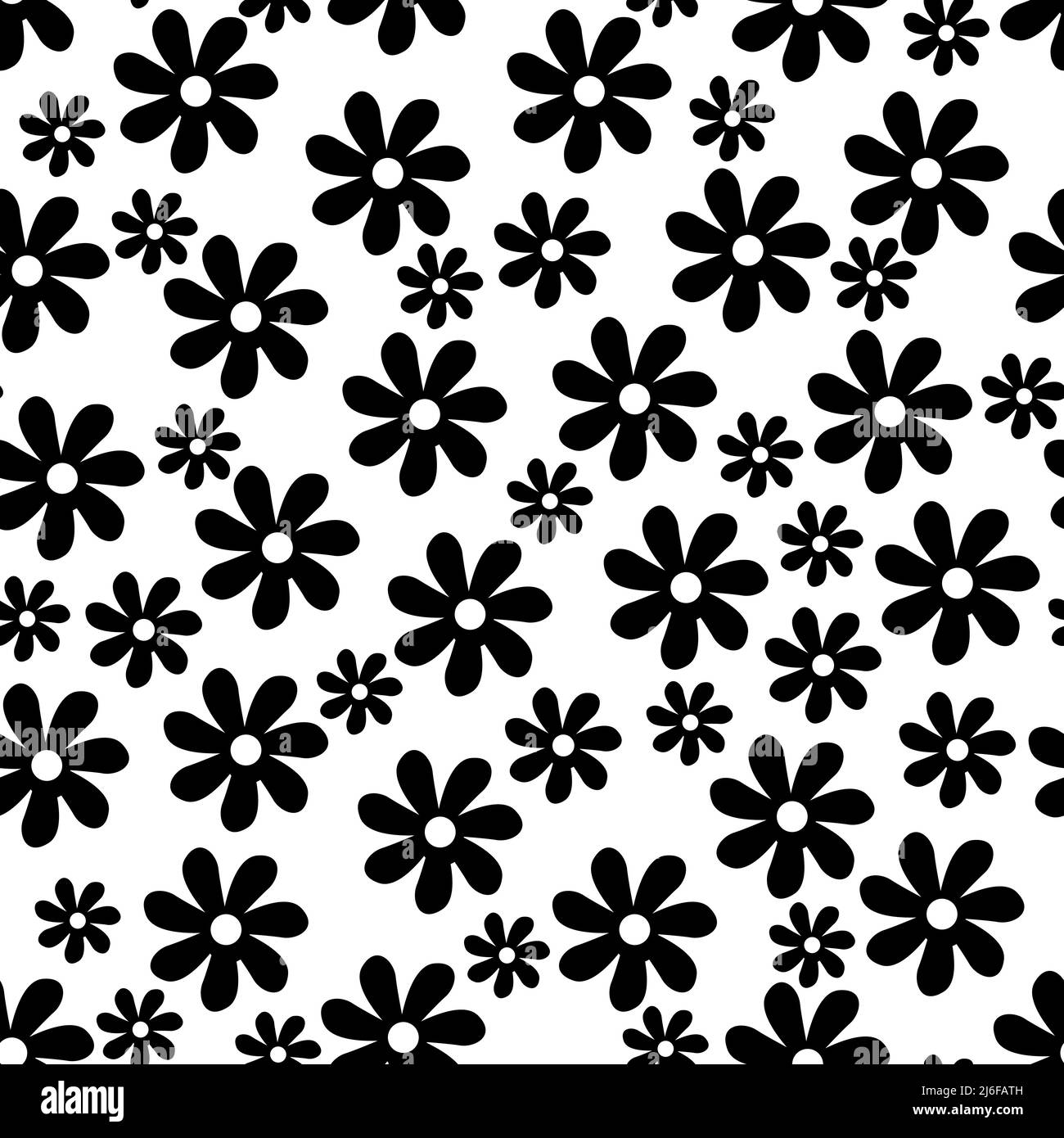 motif sans couture de fleurs simples noires sur fond blanc Illustration de Vecteur