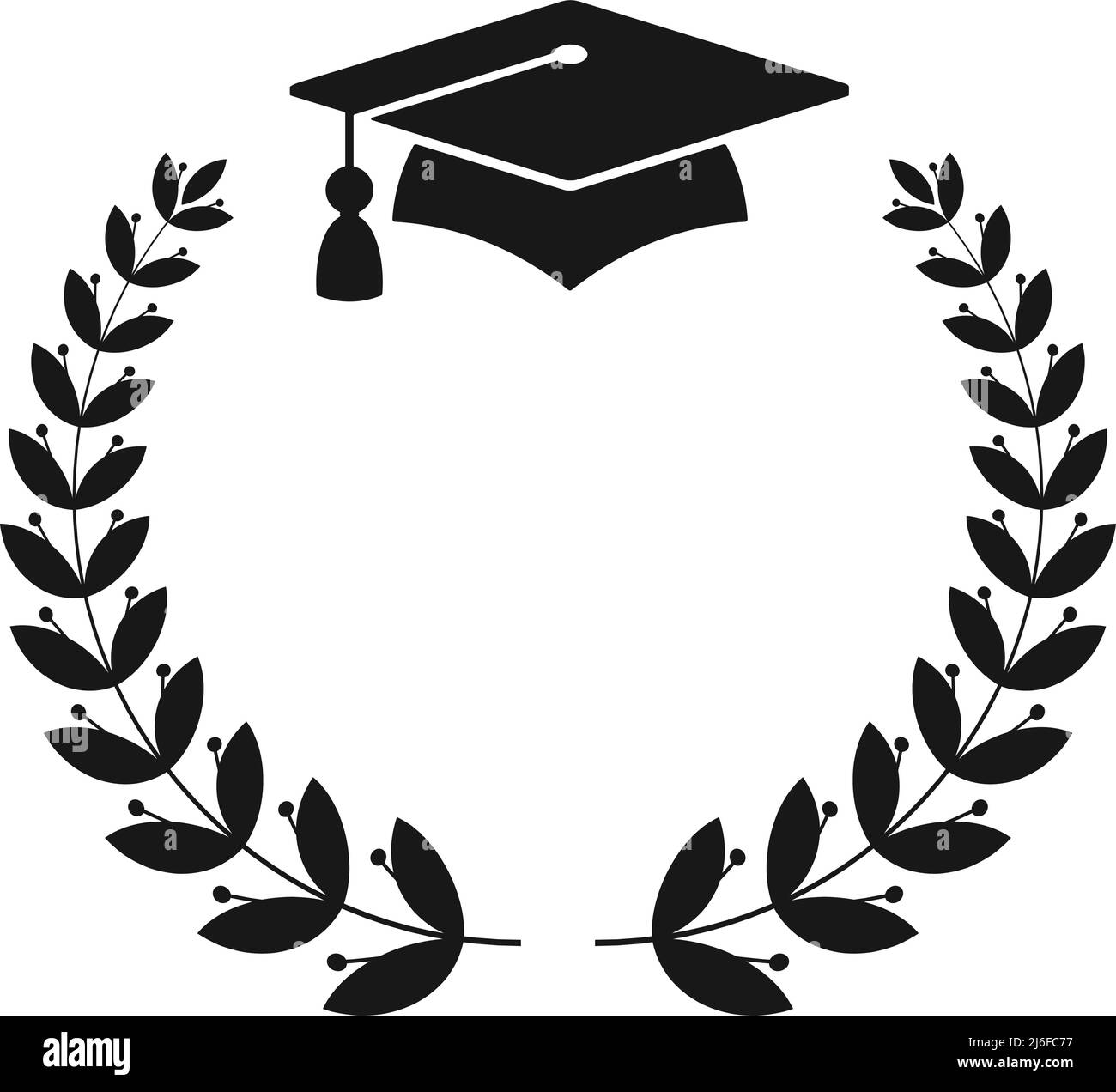 Logo de la remise des diplômes. Chapeau de jeune diplômé d'université  Laurel Image Vectorielle Stock - Alamy