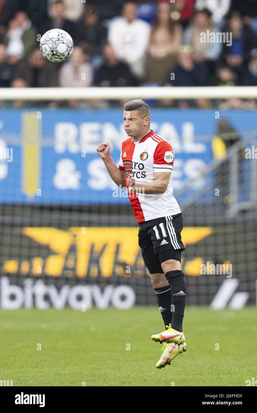 SITTARD, 01C05-2022, stade Fortuna Sittard, Eredivisie néerlandaise, saison 2021/2022. Fortuna Sittard - Feyenoord. Bryan Linssen, joueur de Feyenoord pendant le match Fortuna Sittard - Feyenoord (photo de Pro Shots/Sipa USA) *** droits mondiaux sauf Autriche et pays-Bas *** Banque D'Images