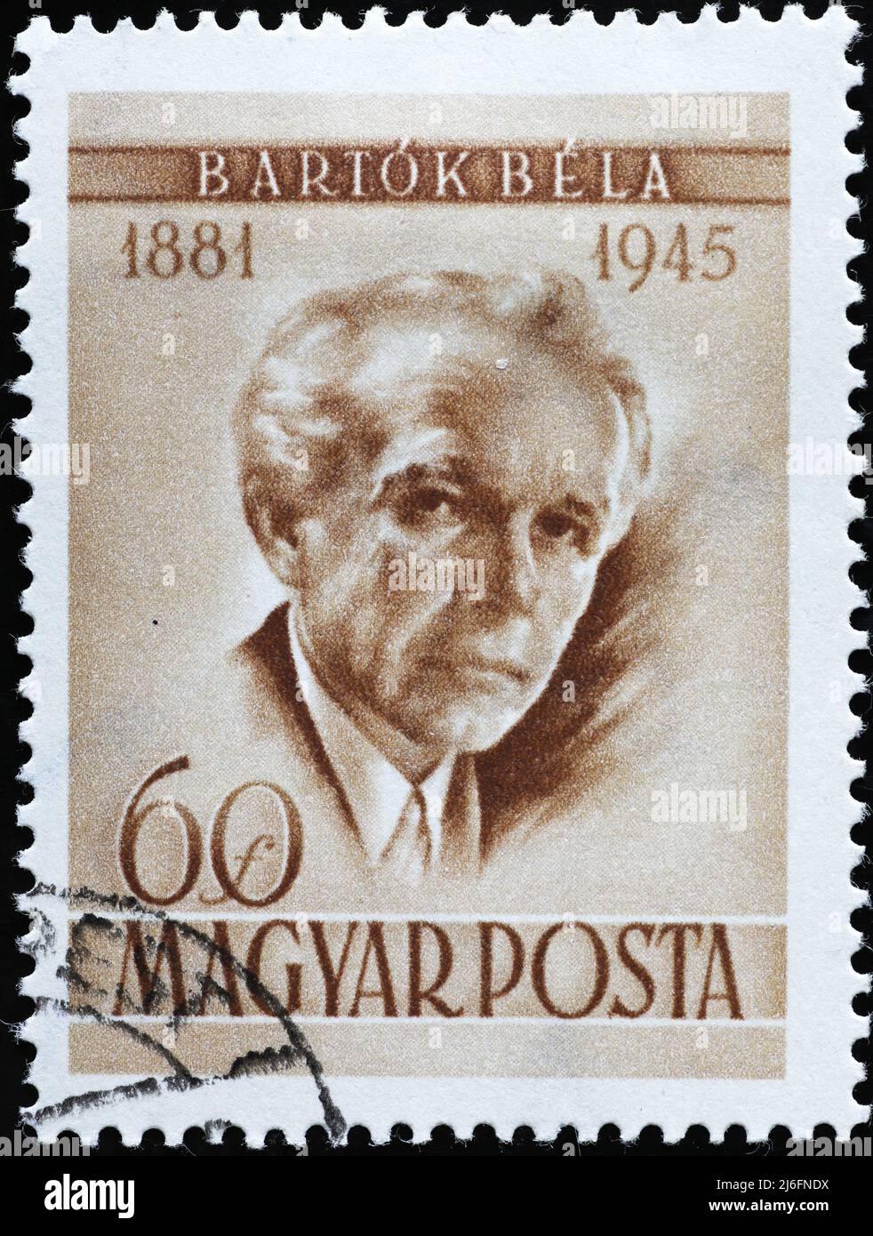 Portrait de Bela Bartok sur timbre hongrois Banque D'Images
